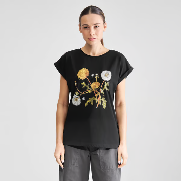 dedicated femme t shirt visby dandelion pissenlits coton bio black noir l armoire poethique  2 