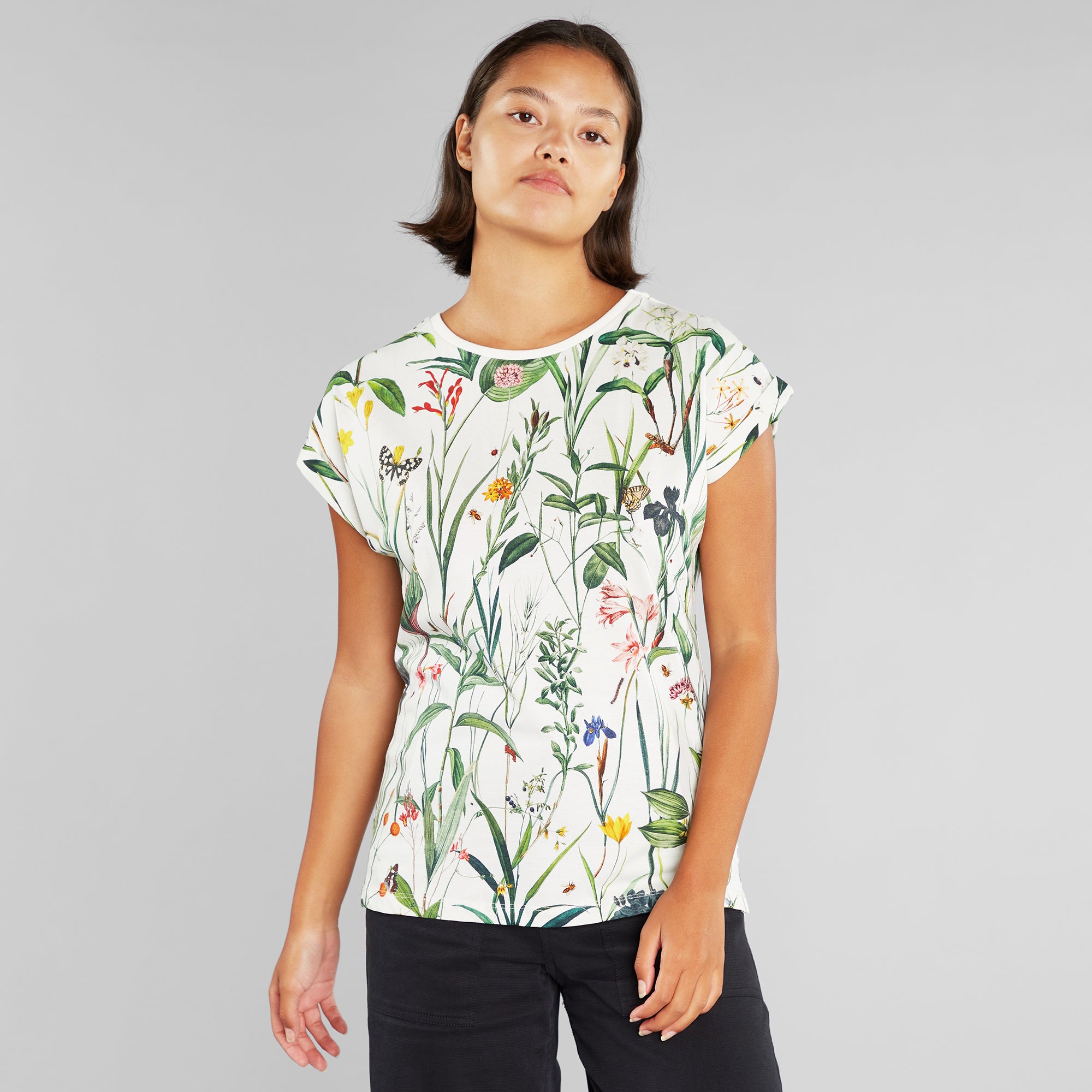 dedicated femme t shirt visby flower field coton bio blanc vert l armoire poethique  2 