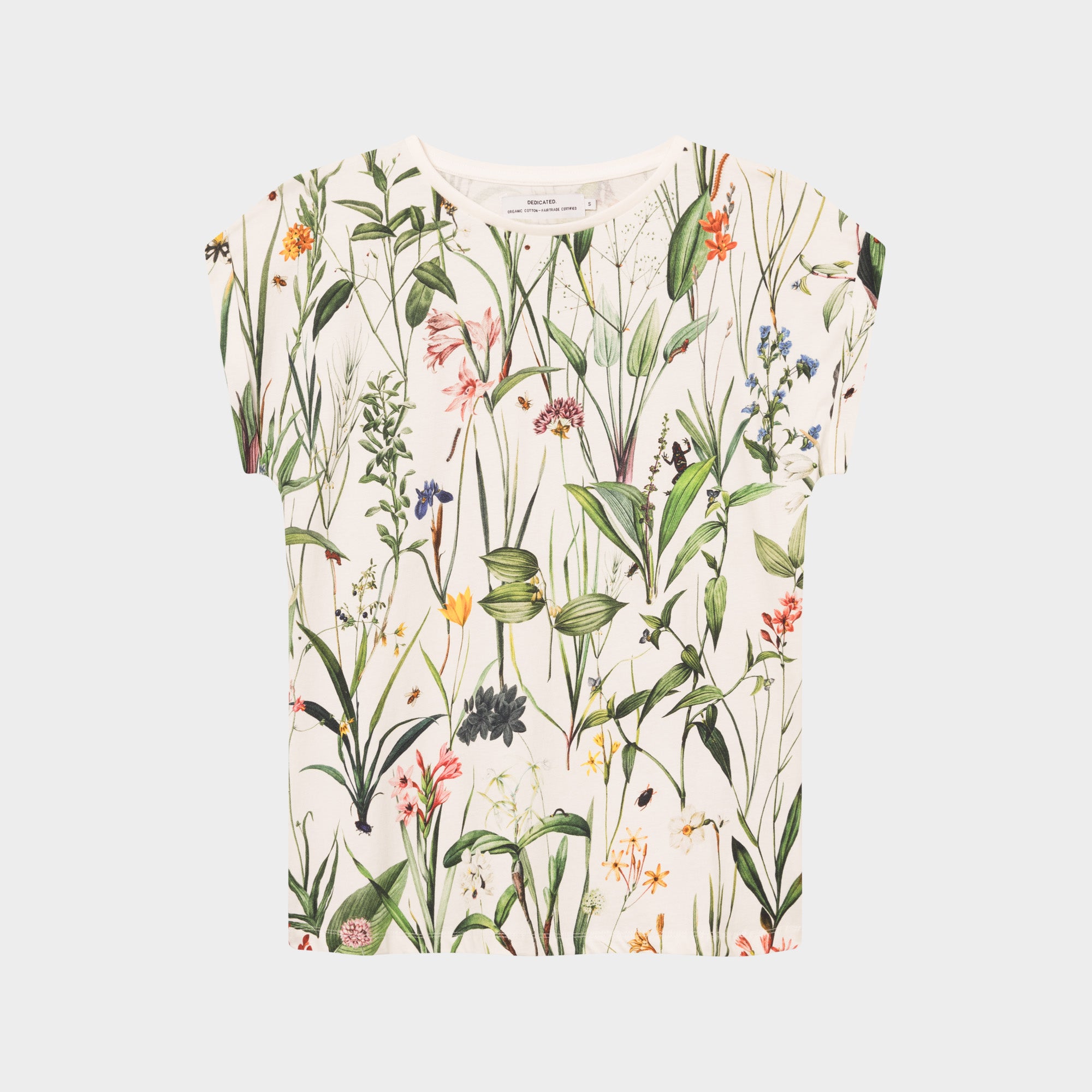 dedicated femme t shirt visby flower field coton bio blanc vert l armoire poethique  4 