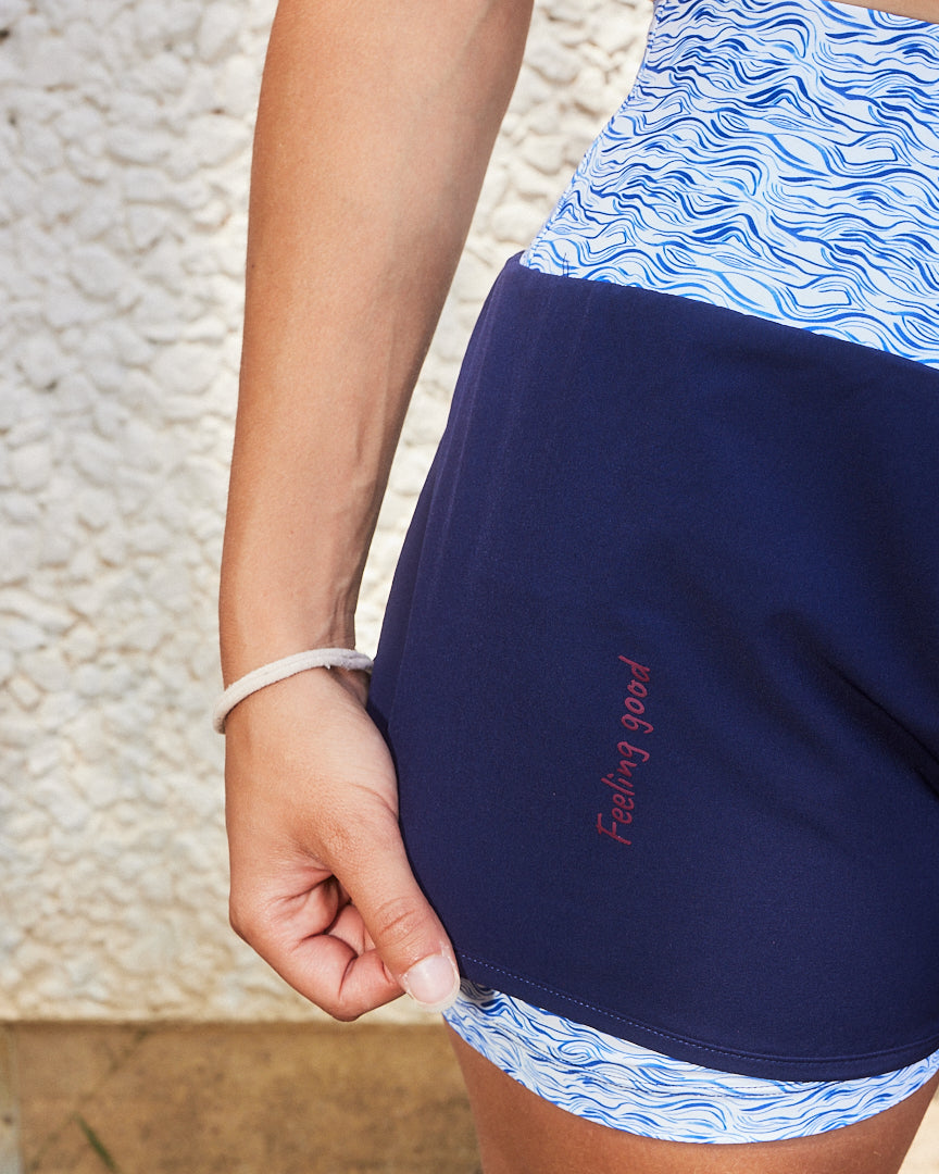 gayaskin femme short nouvelle vague synthetique recycle bleu blanc l armoire poethique  5 