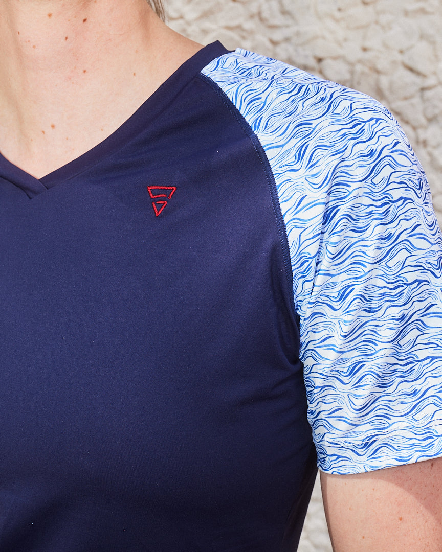 gayaskin femme t shirt nouvelle vague synthetique recycle bleu blanc l armoire poethique  2 