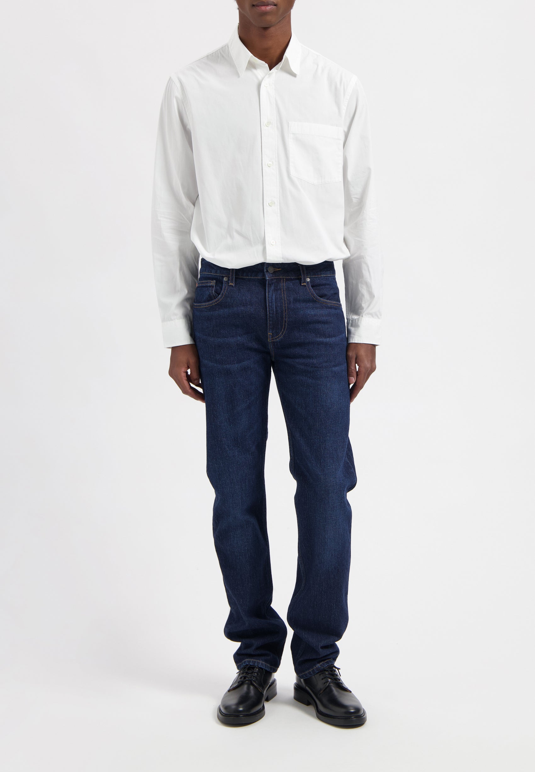 jean droit en coton bio et coton recycl  bleu fonc   bryce mid straight faded steal mud jeans homme bryce mid straight coton bio coton recycle faded steal l armoire poethique 1