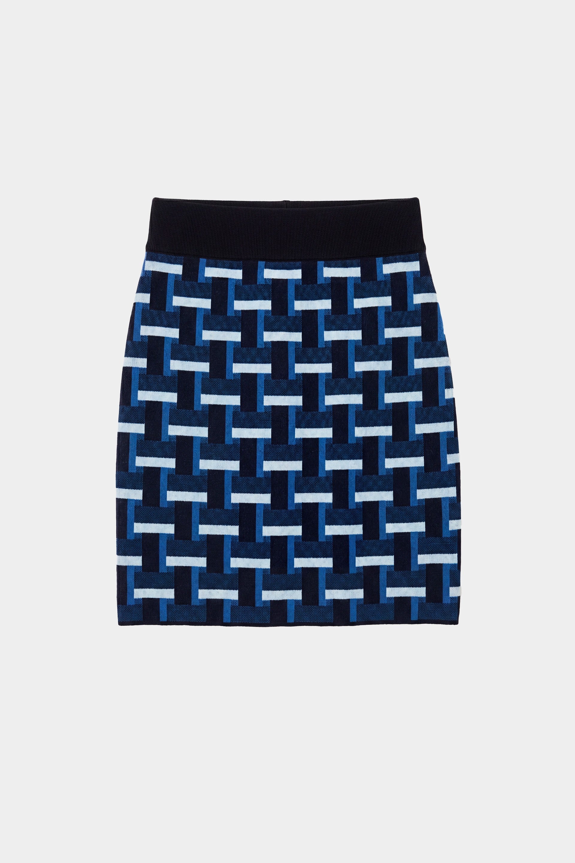 jupe courte en maille de coton bio karia  bleu et noir skfk femme jupe courte maille karia coton bio bleu noir l armoire poethique 5