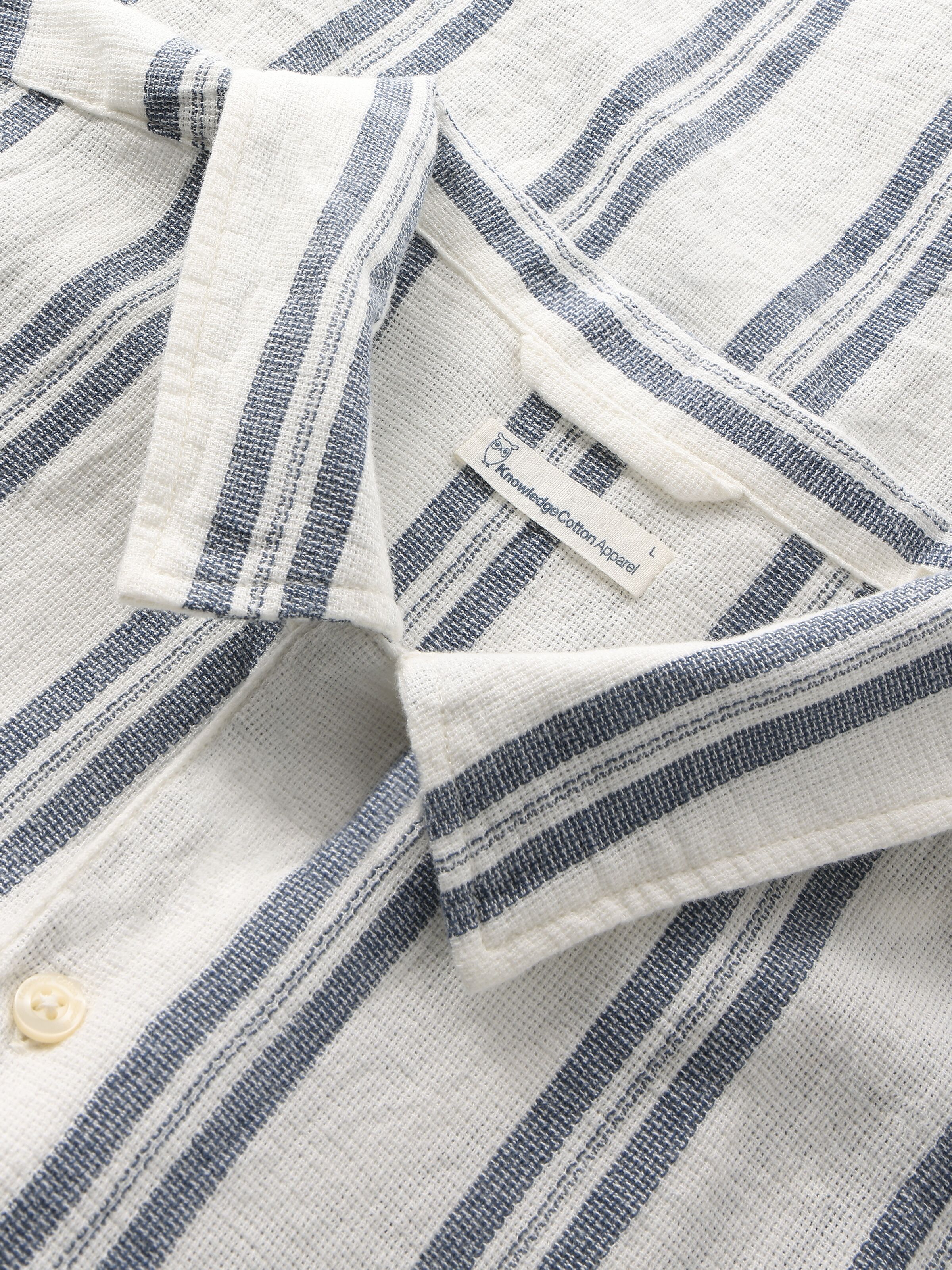 knowledge cotton apparel homme chemise box short sleeve striped coton bio bleu l armoire poethique  3 