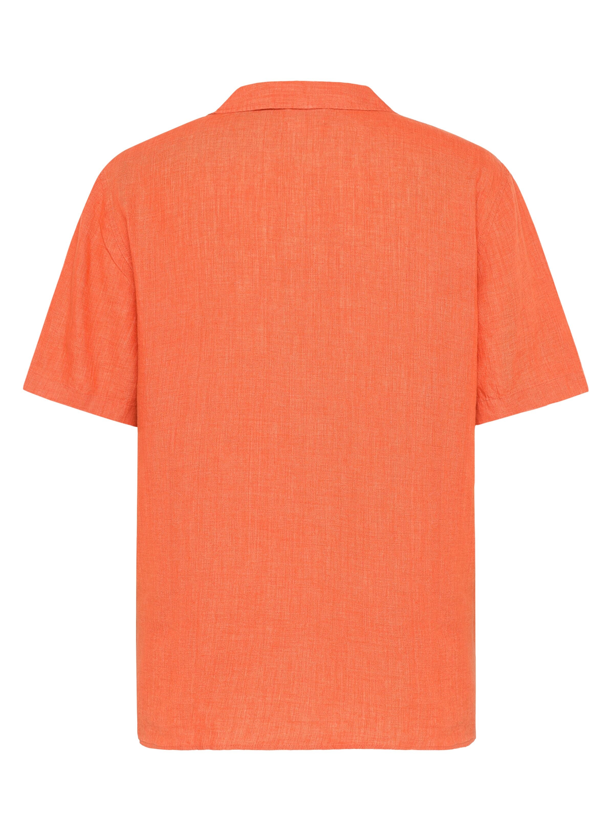 knowledge cotton apparel homme chemise box short sleeves lin bio orange l armoire poethique  3 