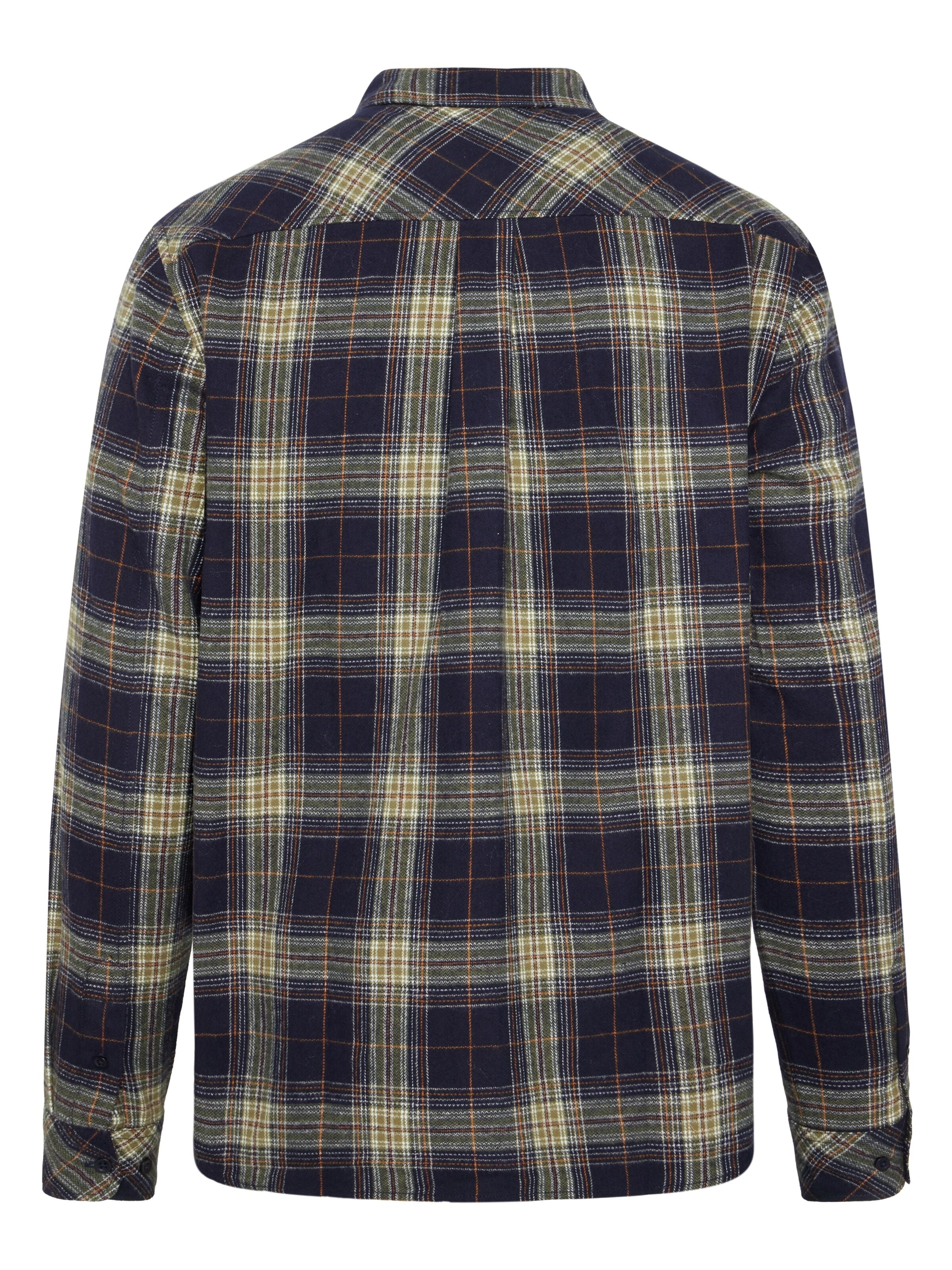knowledge cotton apparel homme chemise checked flannel coton bio bleu marine jaune l armoire poethique  3 