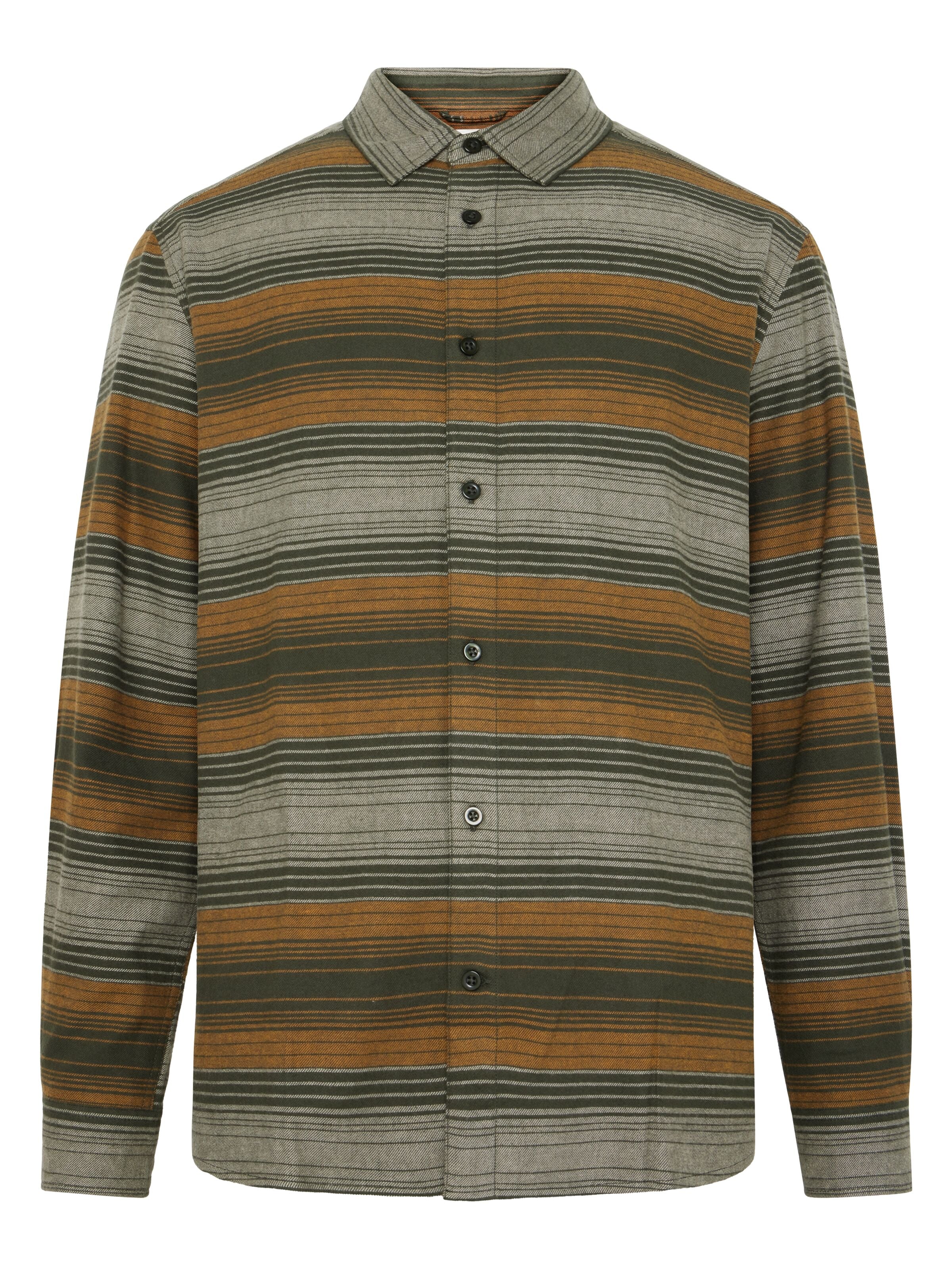 knowledge cotton apparel homme chemise checked flannel coton bio kaki jaune l armoire poethique  1 