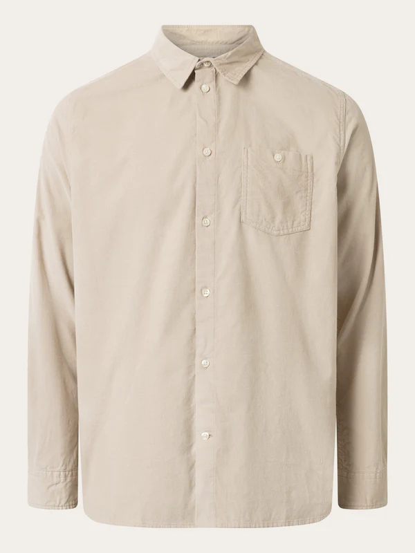 knowledge cotton apparel homme chemise regular fit corduroy velours coton bio beige l armoire poethique  1 