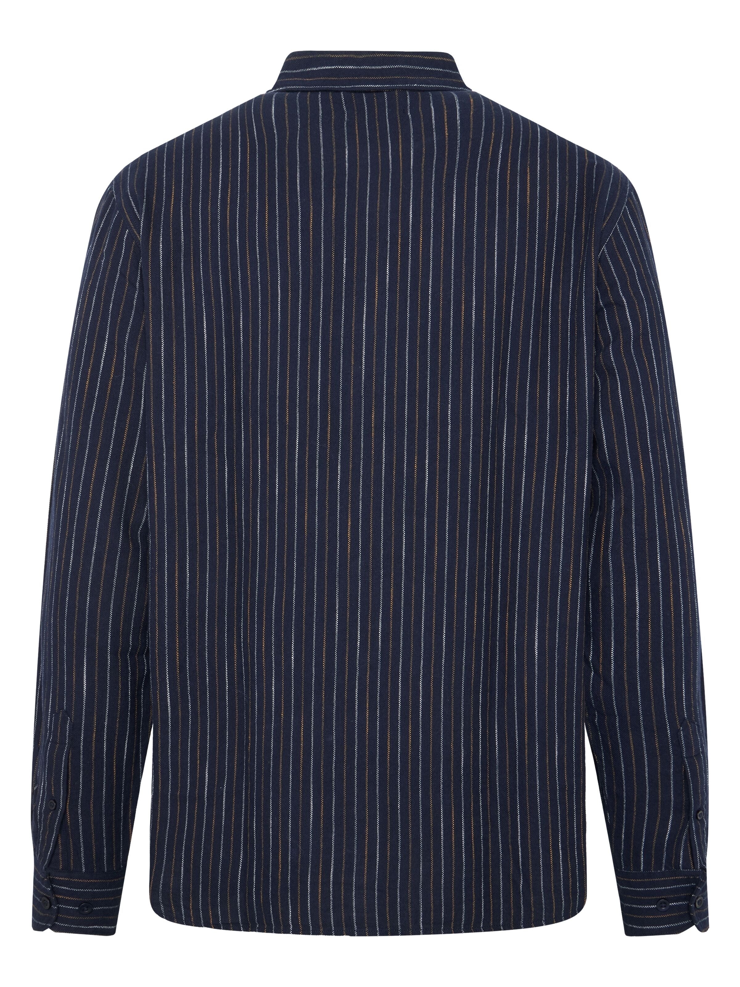 knowledge cotton apparel homme chemise stripped shirt coton bio bleu marine blanc l armoire poethique  3 