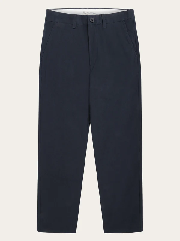 knowledge cotton apparel homme pantalon chino chuck flannel coton bio bleu marine l armoire poethique  2 
