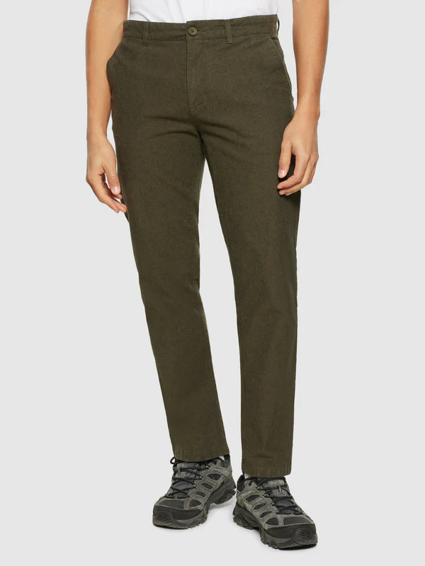 knowledge cotton apparel homme pantalon chino chuck flannel coton bio vert olive l armoire poethique  2 