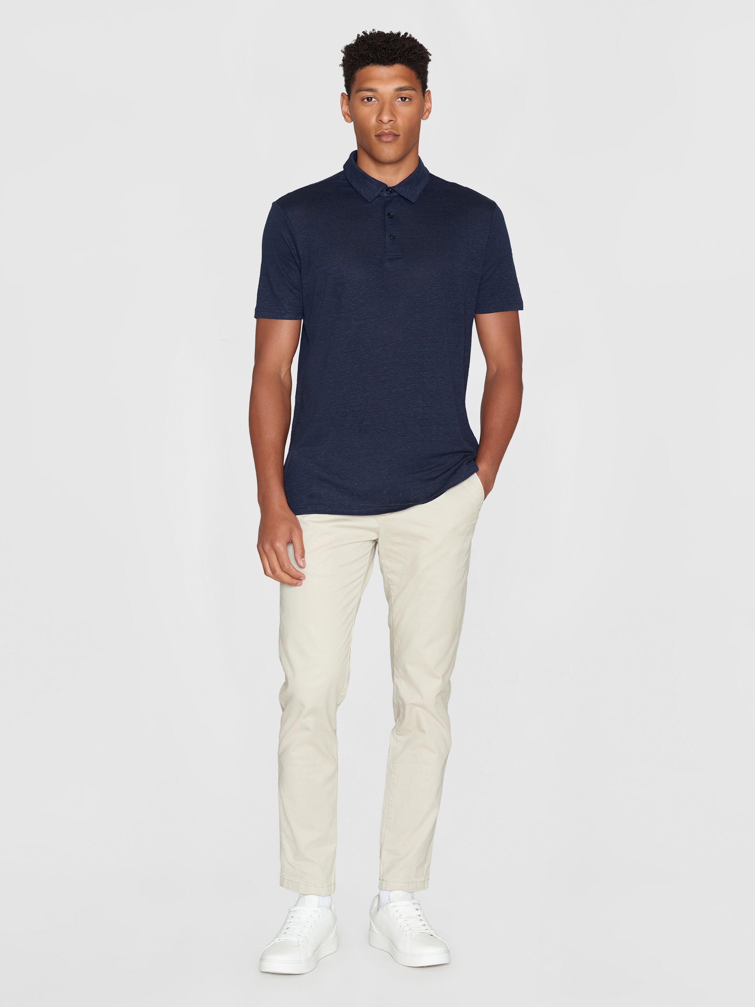 Polo en lin · bleu marine - regular linen polo