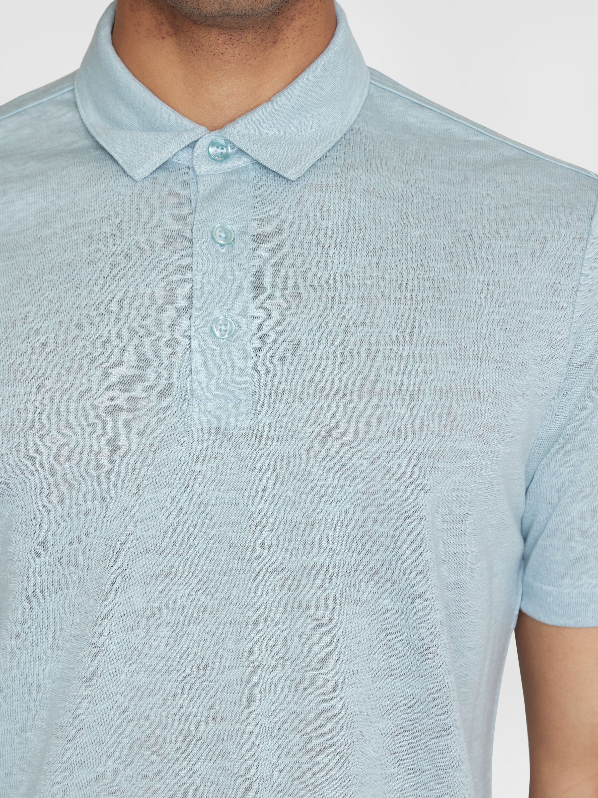 Polo en lin · gris bleuté - regular linen polo