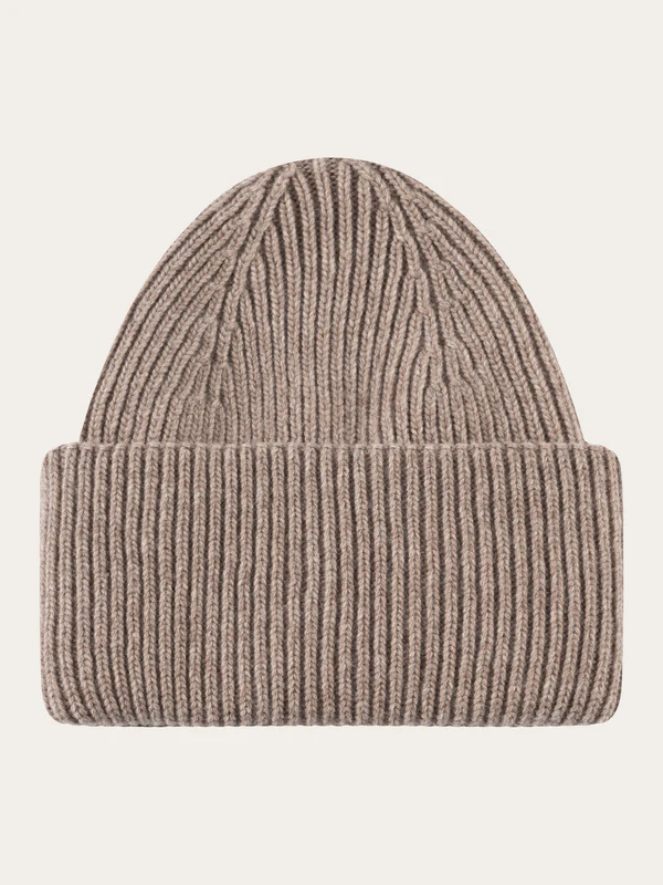 knowledge cotton apparel unisexe bonnet big rib beanie laine agneau kelp melange l armoire poethique  2 
