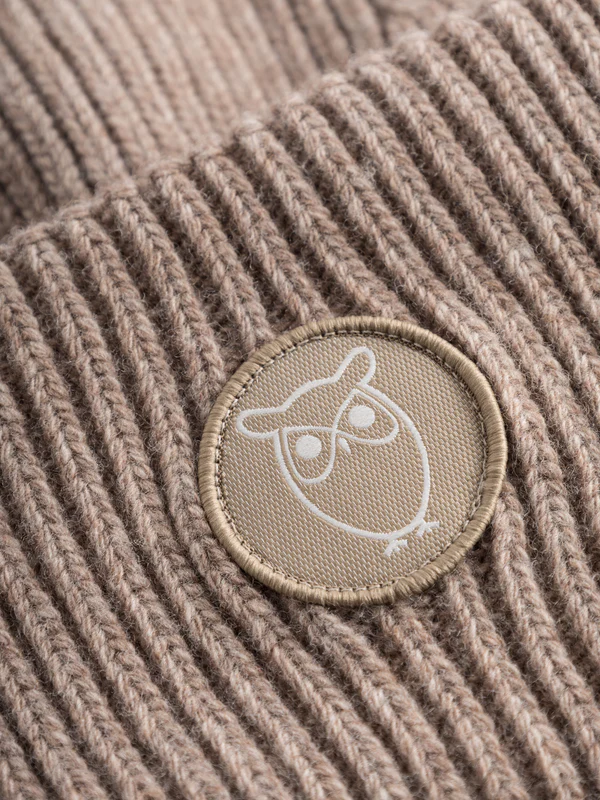knowledge cotton apparel unisexe bonnet big rib beanie laine agneau kelp melange l armoire poethique  3 