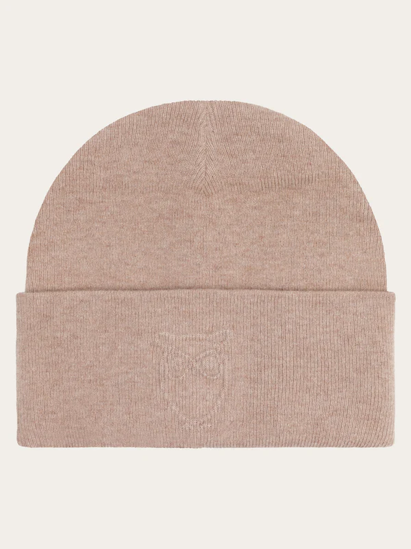 knowledge cotton apparel unisexe bonnet logo embossed laine beige l armoire poethique  1 