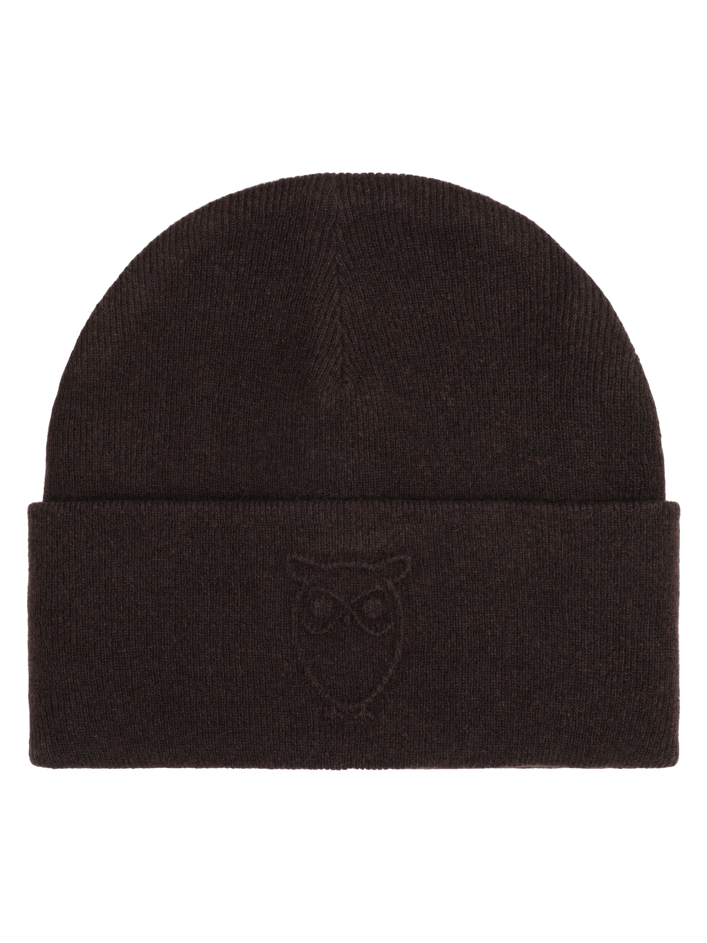 knowledge cotton apparel unisexe bonnet logo embossed laine marron l armoire poethique  1 