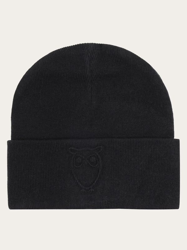 knowledge cotton apparel unisexe bonnet logo embossed laine noir l armoire poethique  1 