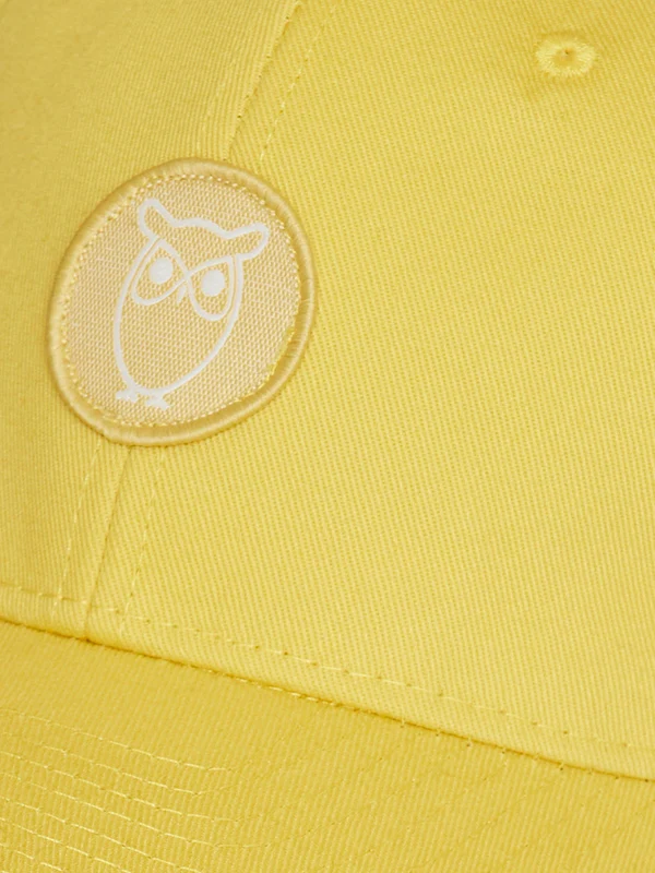 knowledge cotton apparel unisexe casquette twill baseball cap misted yellow coton bio jaune l armoire poethique  3 