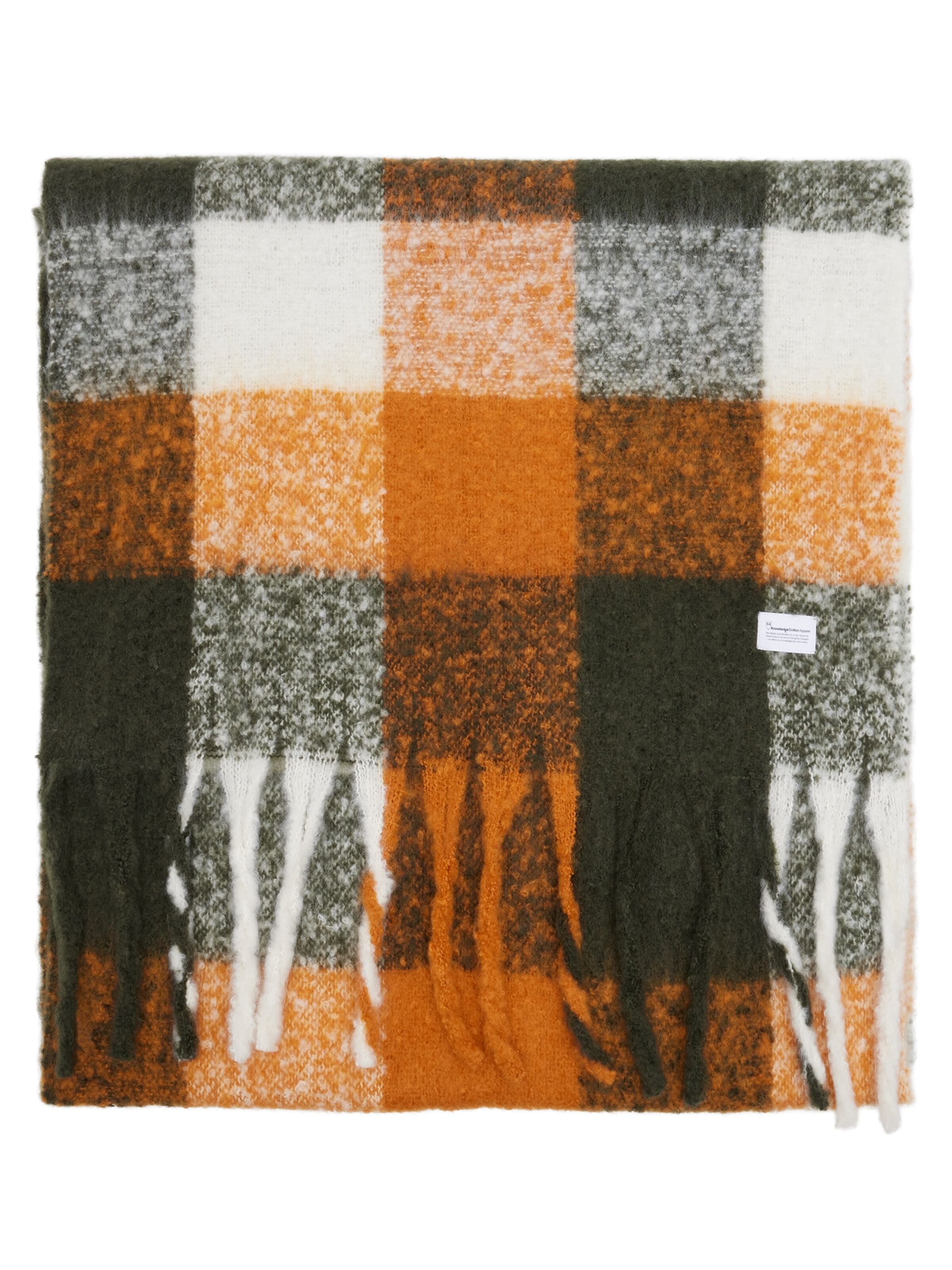 knowledge cotton apparel unisexe echarpe polyester recycle kaki orange l armoire poethique  2 