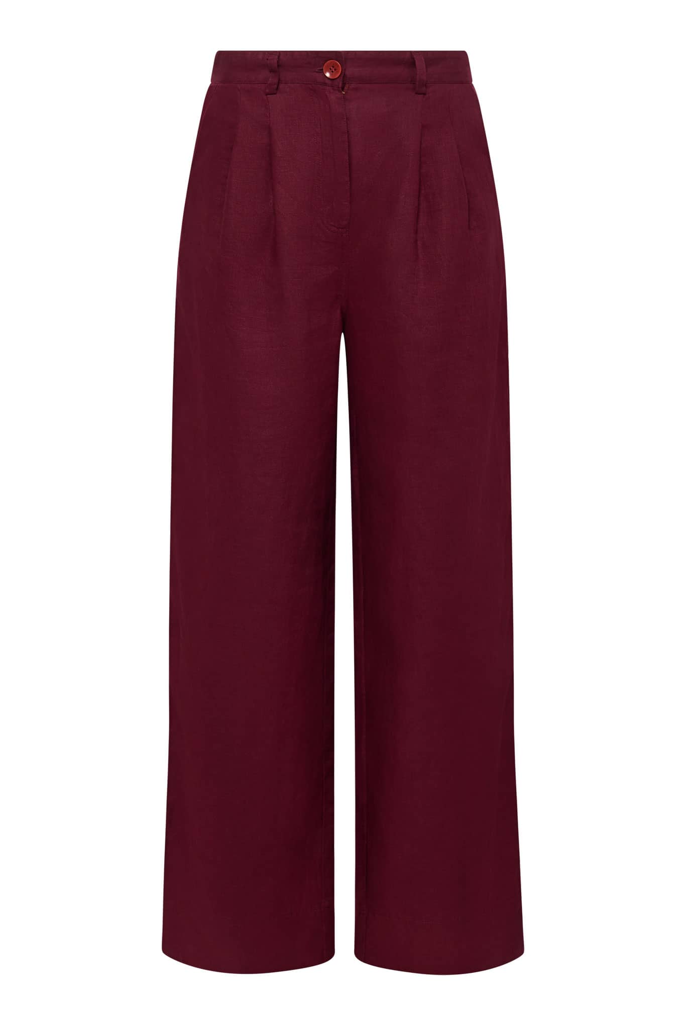 Pantalon large en lin lion · bordeaux