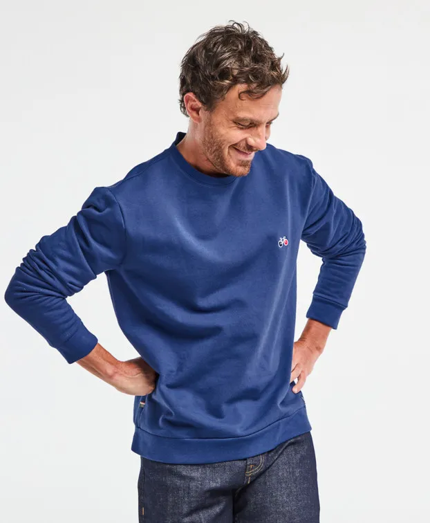 la gentle factory homme sweat velo benoit coton bio bleu indigo l armoire poethique  1 