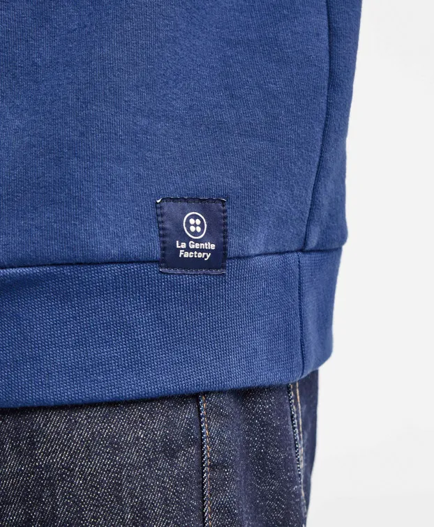 la gentle factory homme sweat velo benoit coton bio bleu indigo l armoire poethique  4 