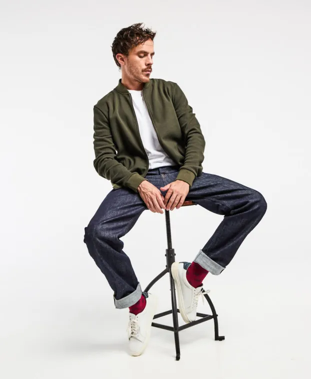 la gentle factory homme sweat zippe pedro matieres recyclees kaki l armoire poethique  1 