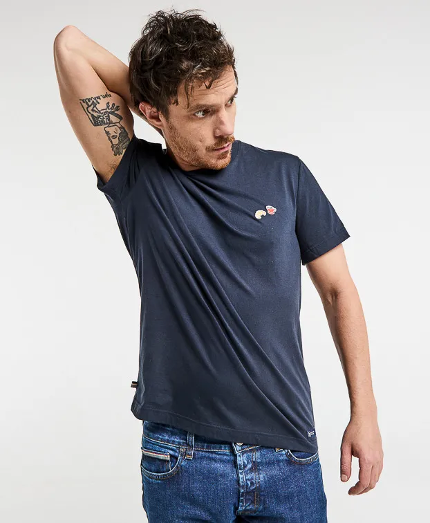 la gentle factory homme t shirt cafe croissant baptiste coton bio bleu marine l armoire poethique  5 