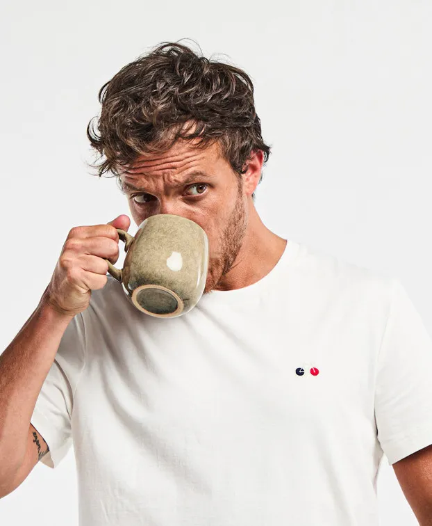 la gentle factory homme t shirt velo barthelemien coton bio ecru l armoire poethique  3 