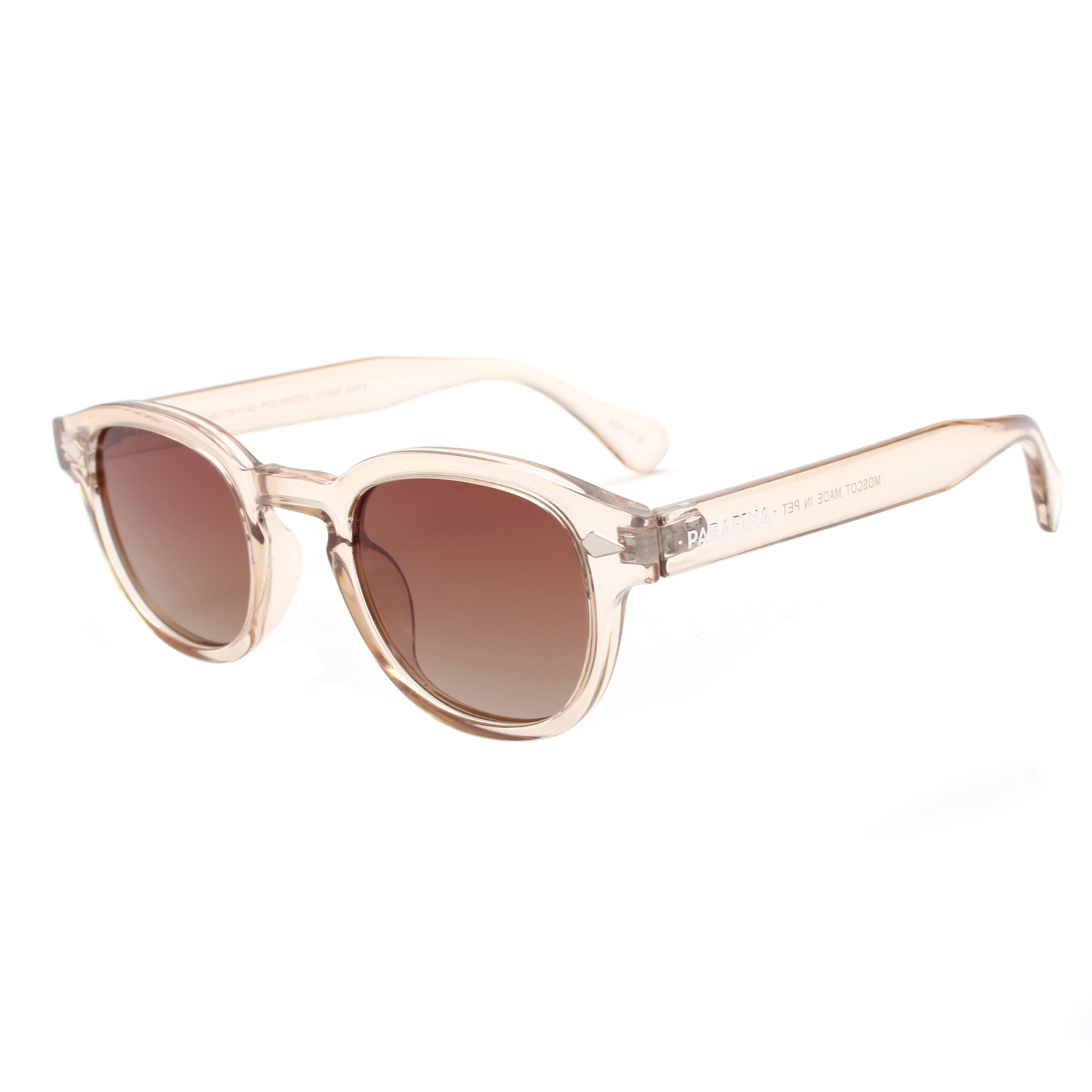 lunettes de soleil en bouteilles de plastique recycles montana transparent nude gradient brown  rose ple transparent parafina unisexe lunettes montana bouteille recyclee nude l armoire poethique 4