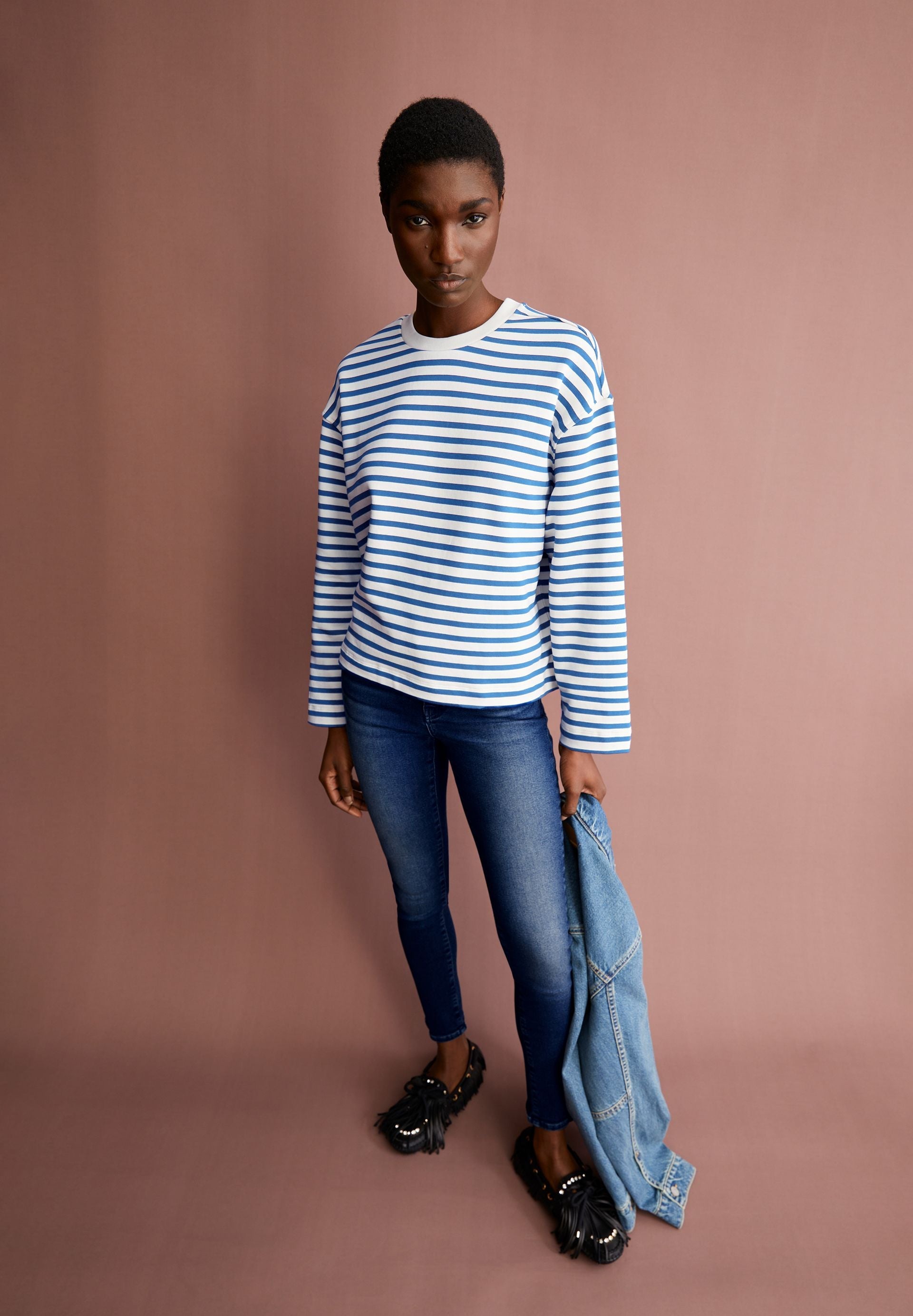 marinire en coton bio frankaa maarlen stripe  bleu et blanc armedangels femme mariniere frankaa maarlen stripe coton bio bleu blanc l armoire poethique 4