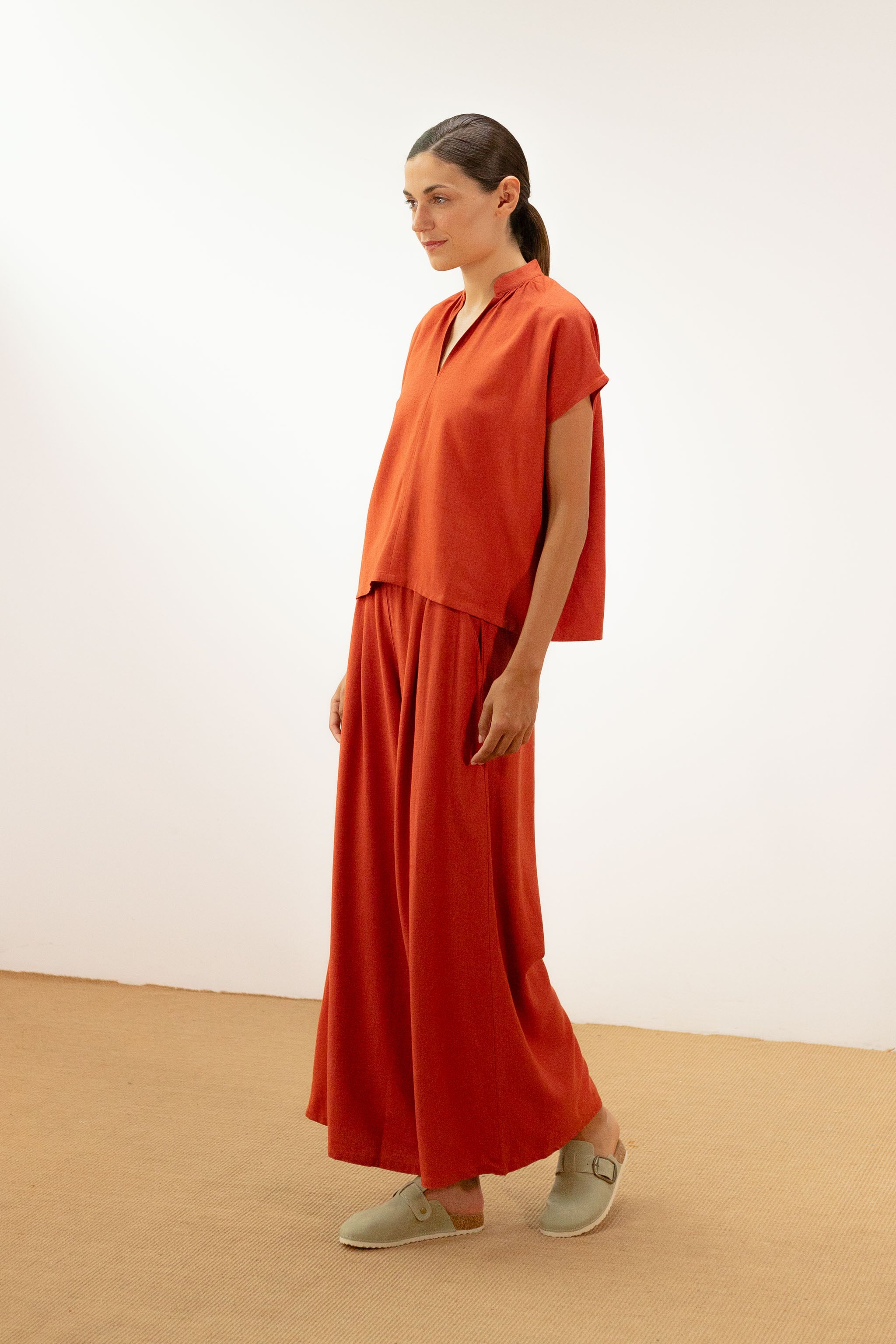 pan femme blouse blusa caldero orange viscose lin l armoire poethique  1 