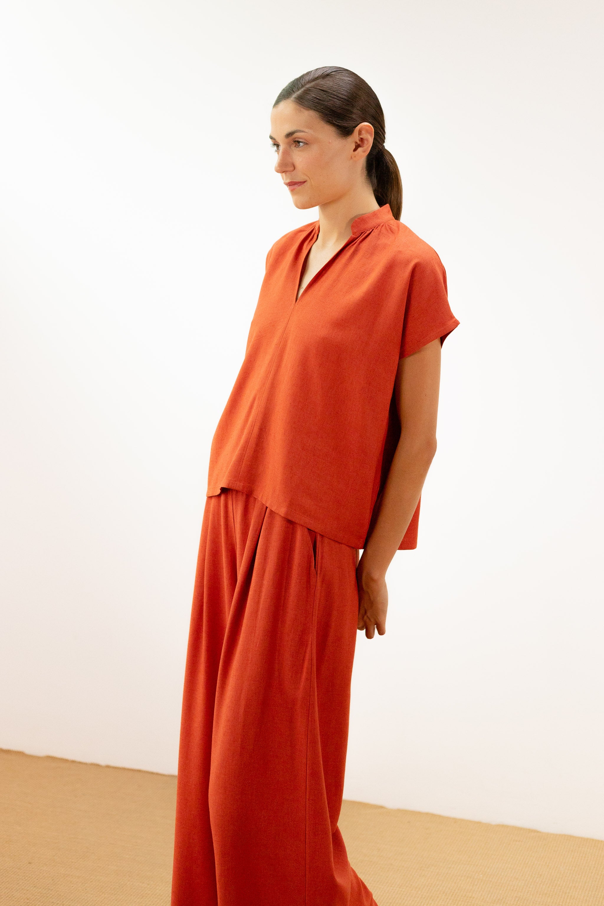 pan femme blouse blusa caldero orange viscose lin l armoire poethique  2 