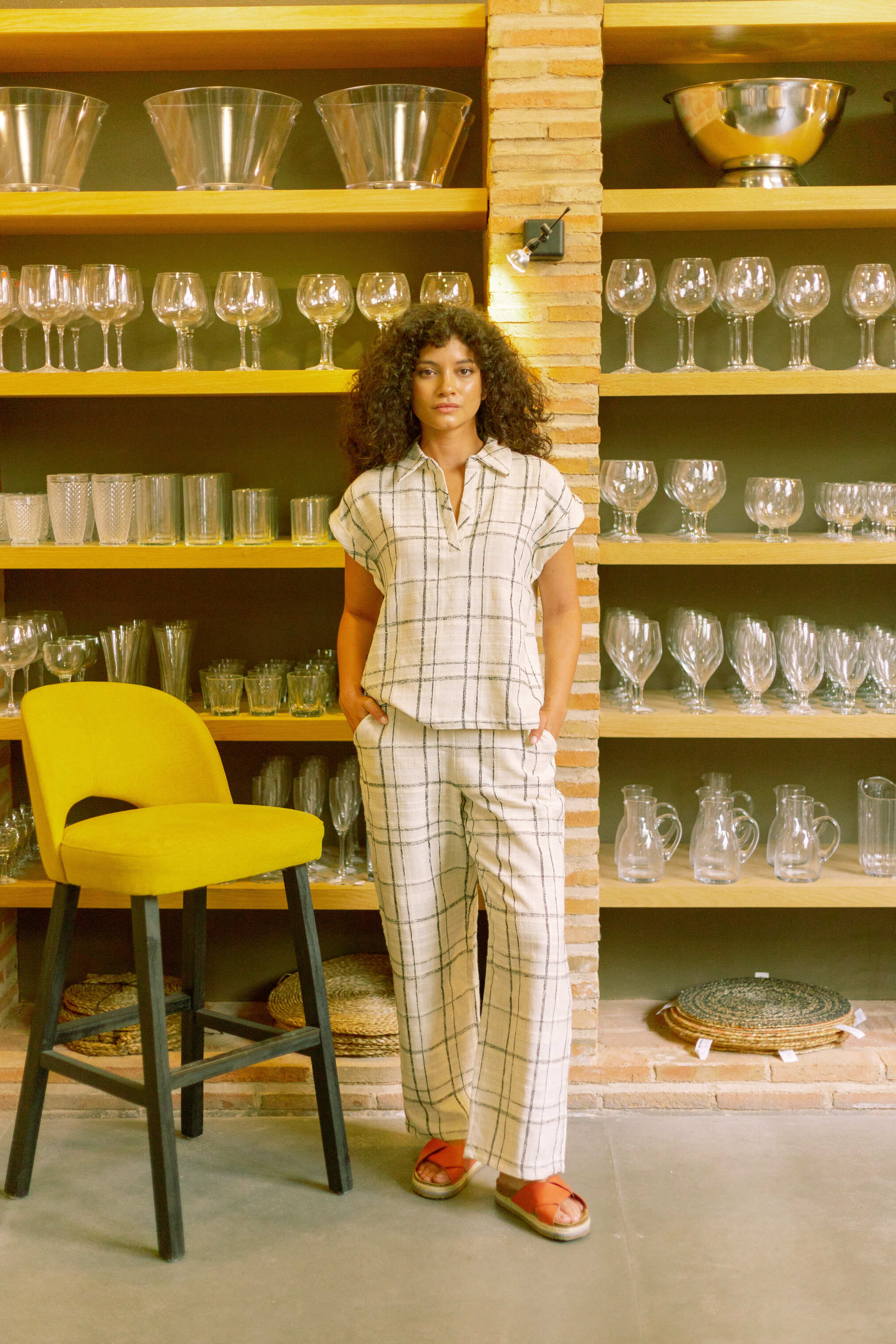 pan femme pantalon cuadros negro beige multicolore coton l armoire poethique  4 