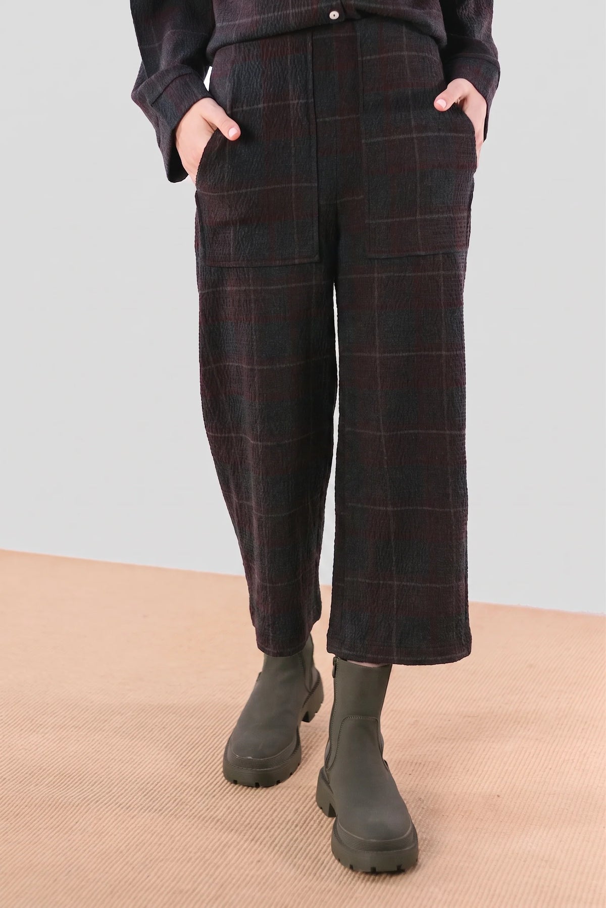 pan femme pantalon fluide taille elastiquee en lyocell bordeaux   pantalon cuadr