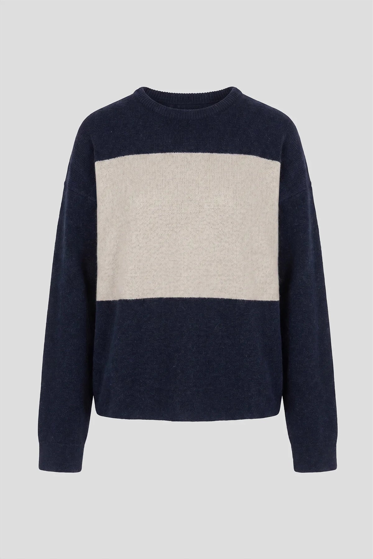 pan femme pull en laine bleu marine et blanc   jersey marino raya crudo l armoir