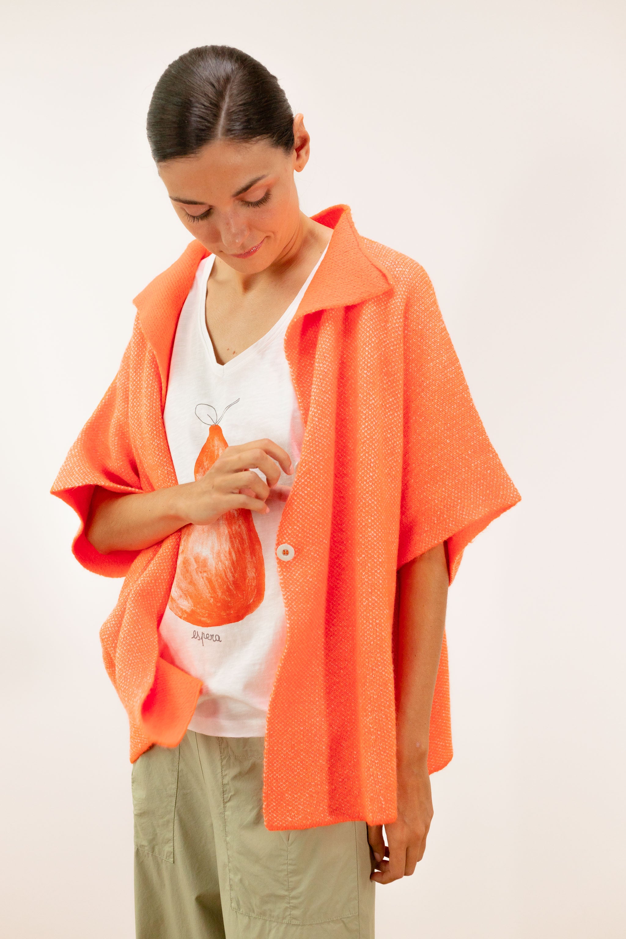 pan femme t shirt poire camiseta cruda pera blanc orange coton bio l armoire poethique  2 