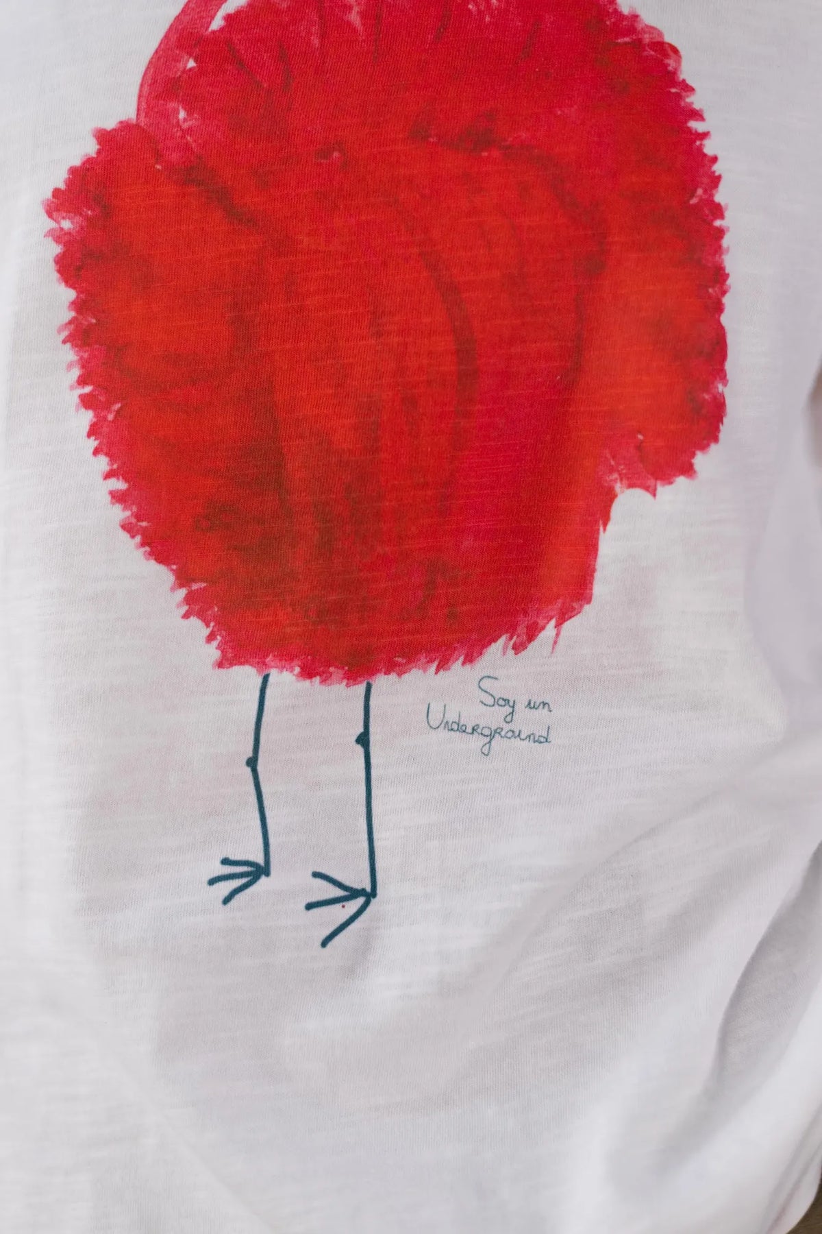 pan tee shirt autruche a manches longues en coton bio blanc et rouge   camiseta crudo avestruz l armoire poethique