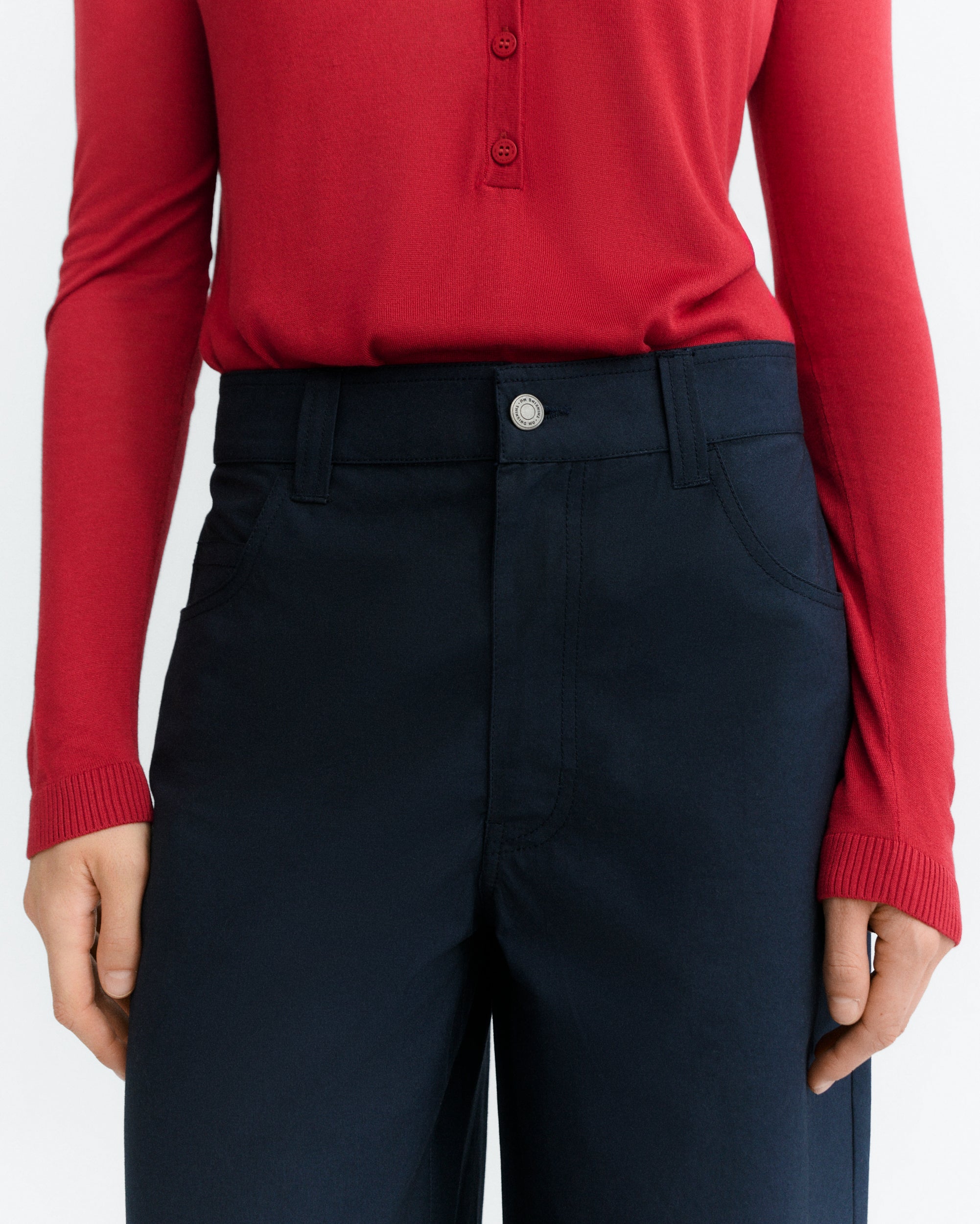 pantalon ballon en coton bio marissa  bleu marine thinking mu femme pantalon ballon marissa coton bio bleu marine l armoire poethique 4