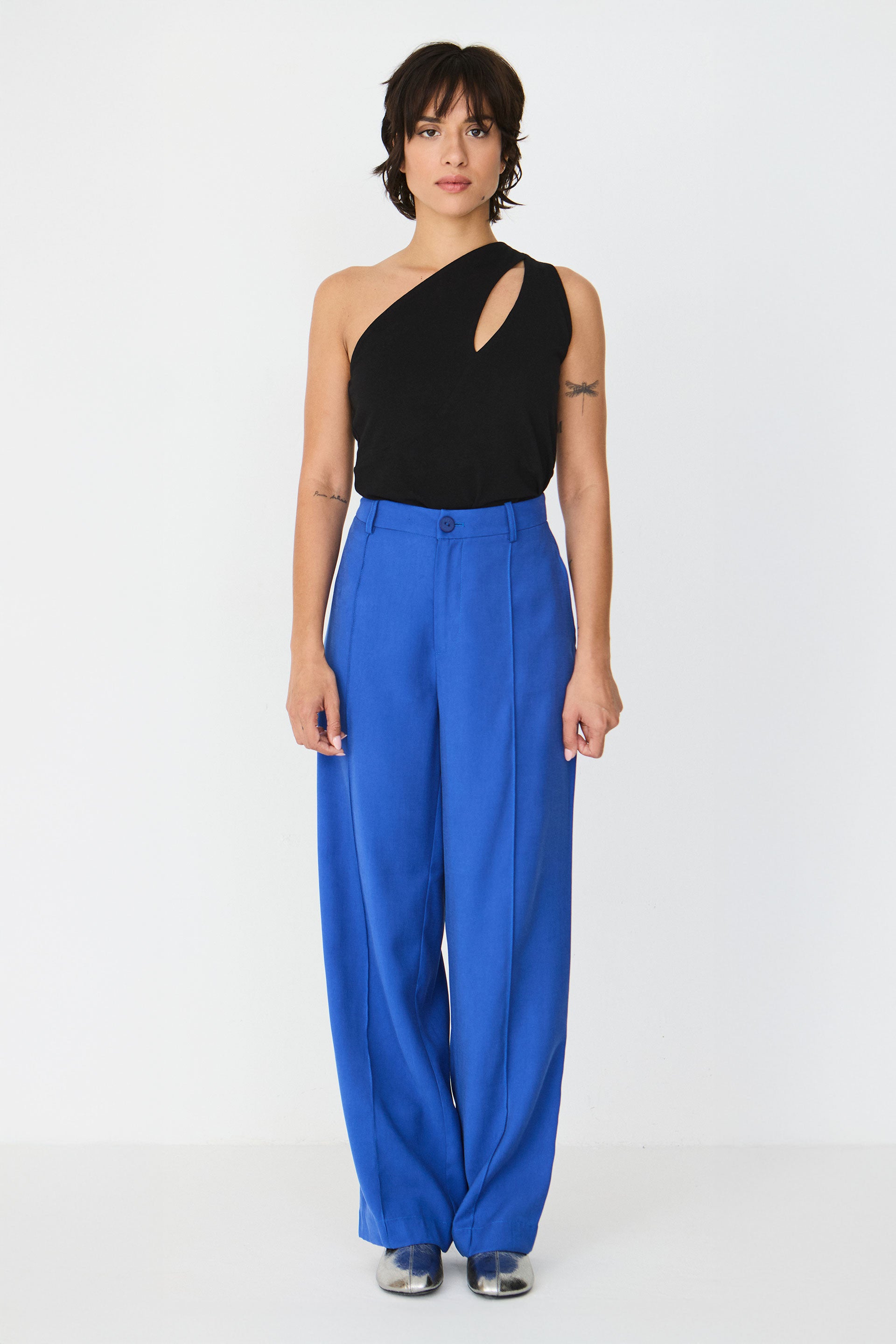 pantalon droit en ecovero afrika  bleu skfk femme pantalon droit afrika ecovero bleu l armoire poethique 2