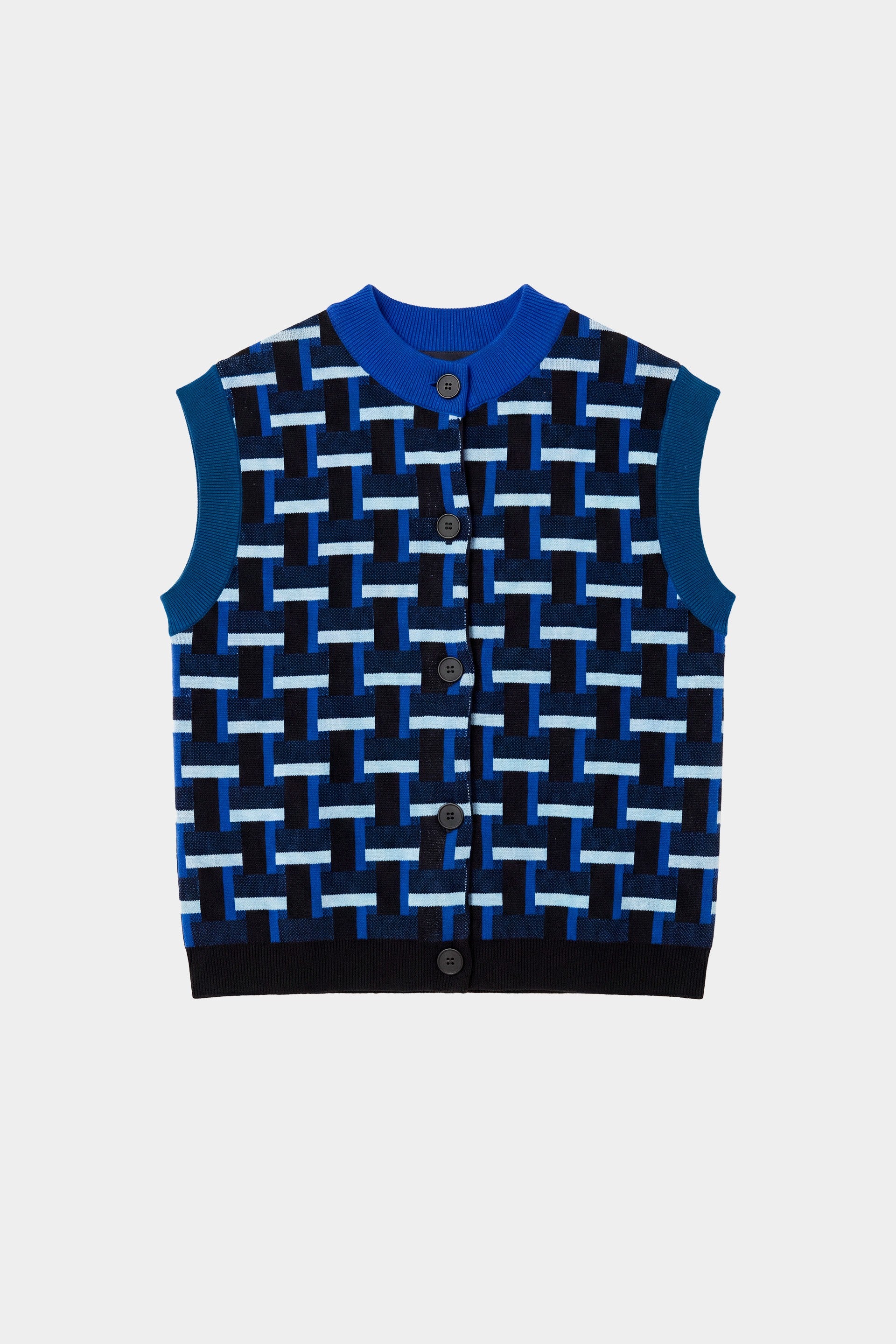 pull boutonn sans manches en coton bio gamitza  bleu et noir skfk femme pull boutonn sans manches gamitza coton bio bleu noir l armoire poethique 5