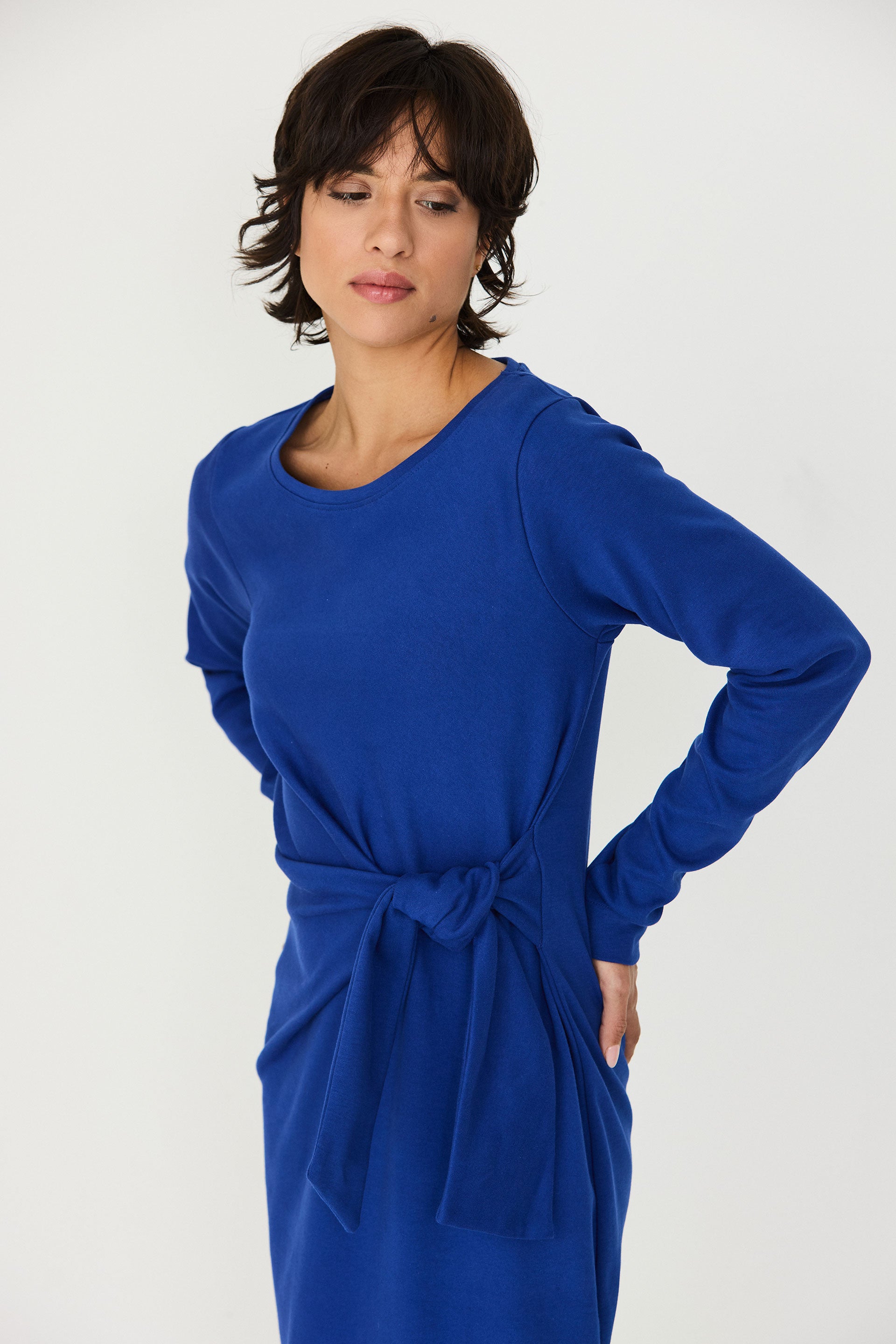 robe longue en coton bio ide  bleu skfk femme robe longue noeud ide coton bio bleu l armoire poethique 2