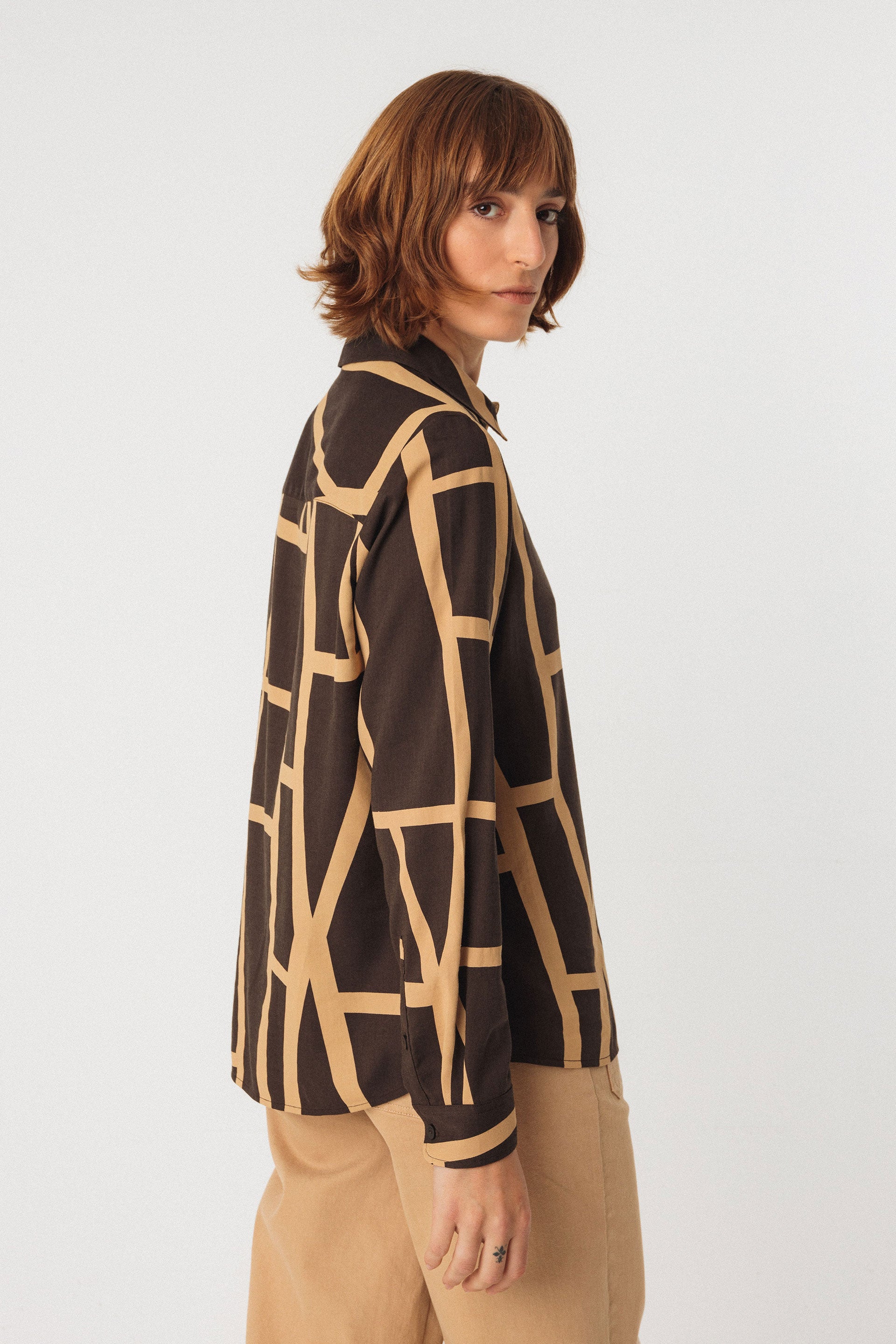 skfk femme blouse asune kintsugi marron beige coton bio lenzing ecovero l armoire poethique  3 