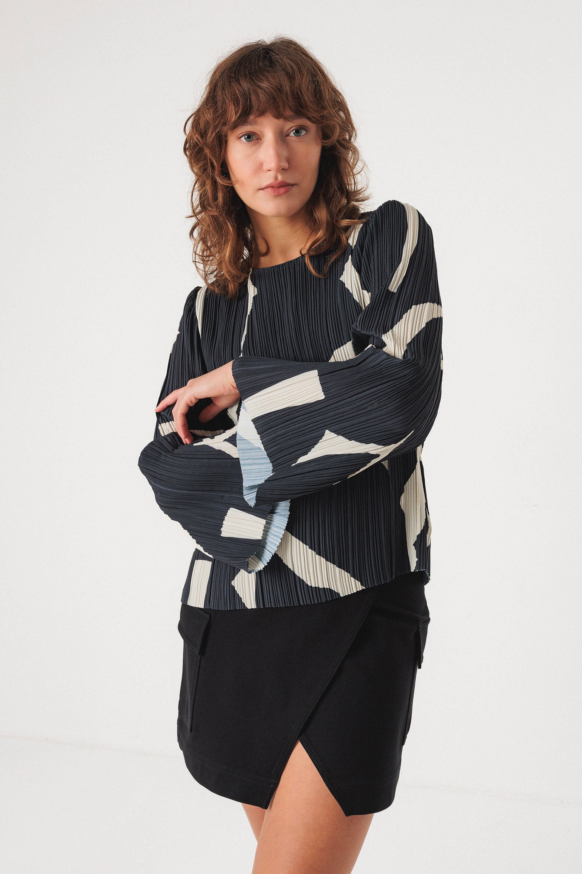 skfk femme blouse elbira marron noir creme polyester recycle l armoire poethique  4 