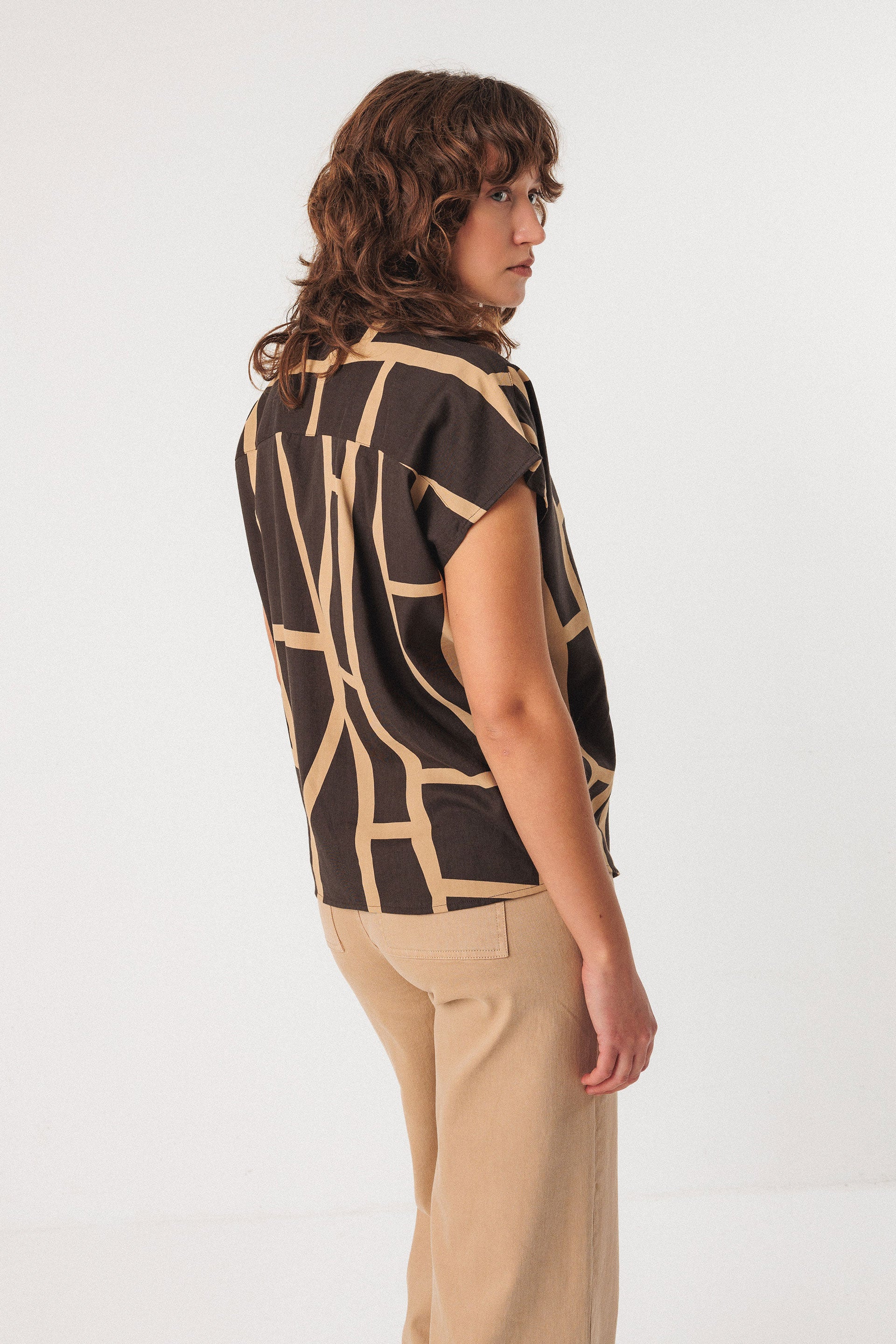 skfk femme blouse zihara kintsugi marron beige coton bio lenzing ecovero l armoire poethique  3 
