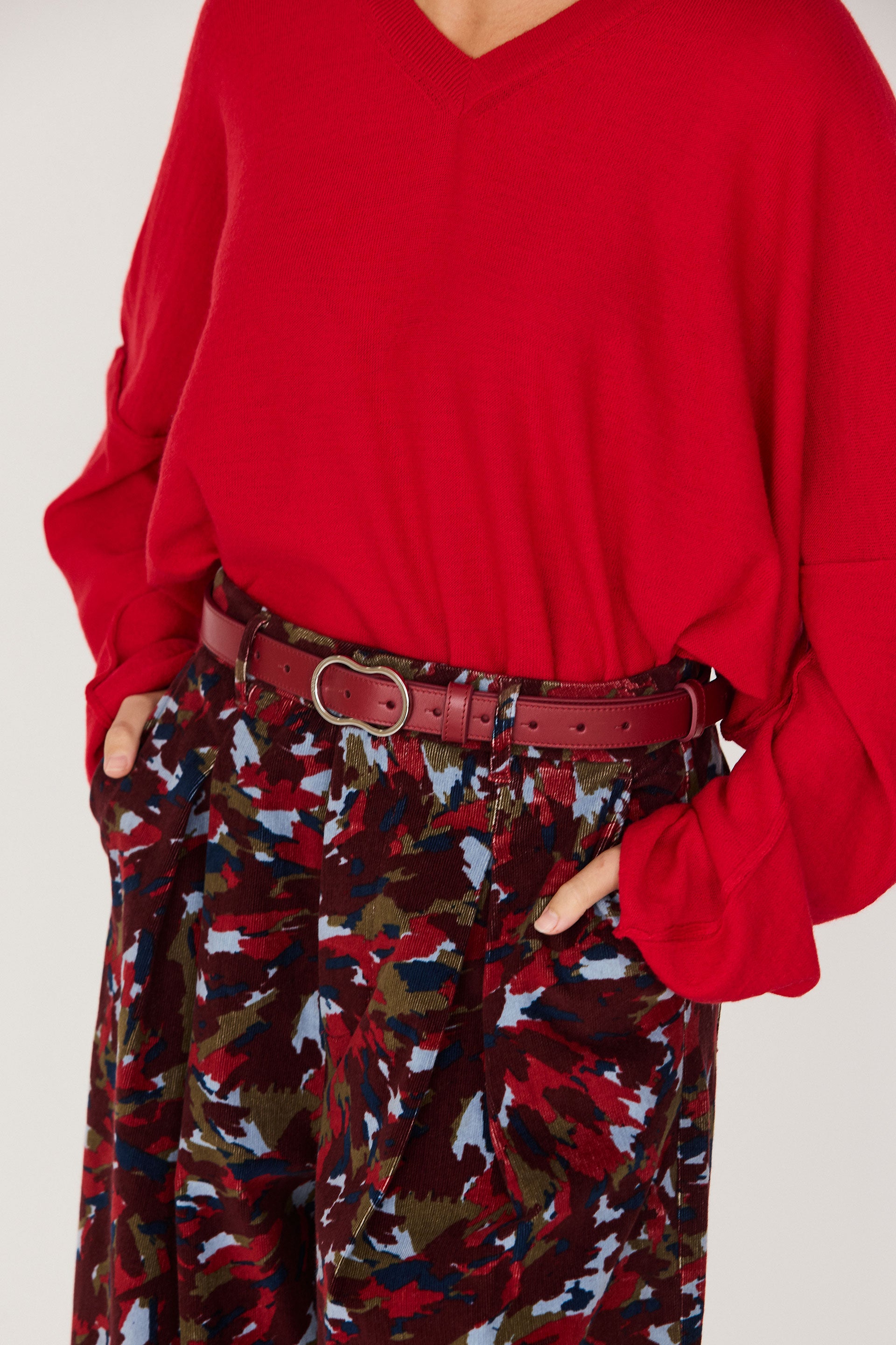 skfk femme ceinture fine malgu cuir rouge bordeaux l armoire poethique  1 