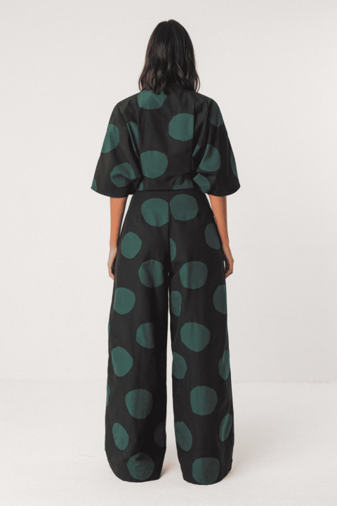 skfk femme combinaison siloe lorea dots coton bio noir vert l armoire poethique  4 