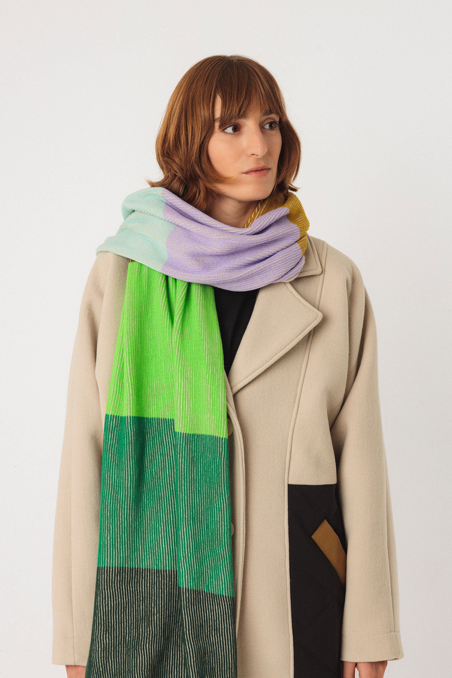skfk femme echarpe arbea coton vert multicolore l armoire poethique  1 