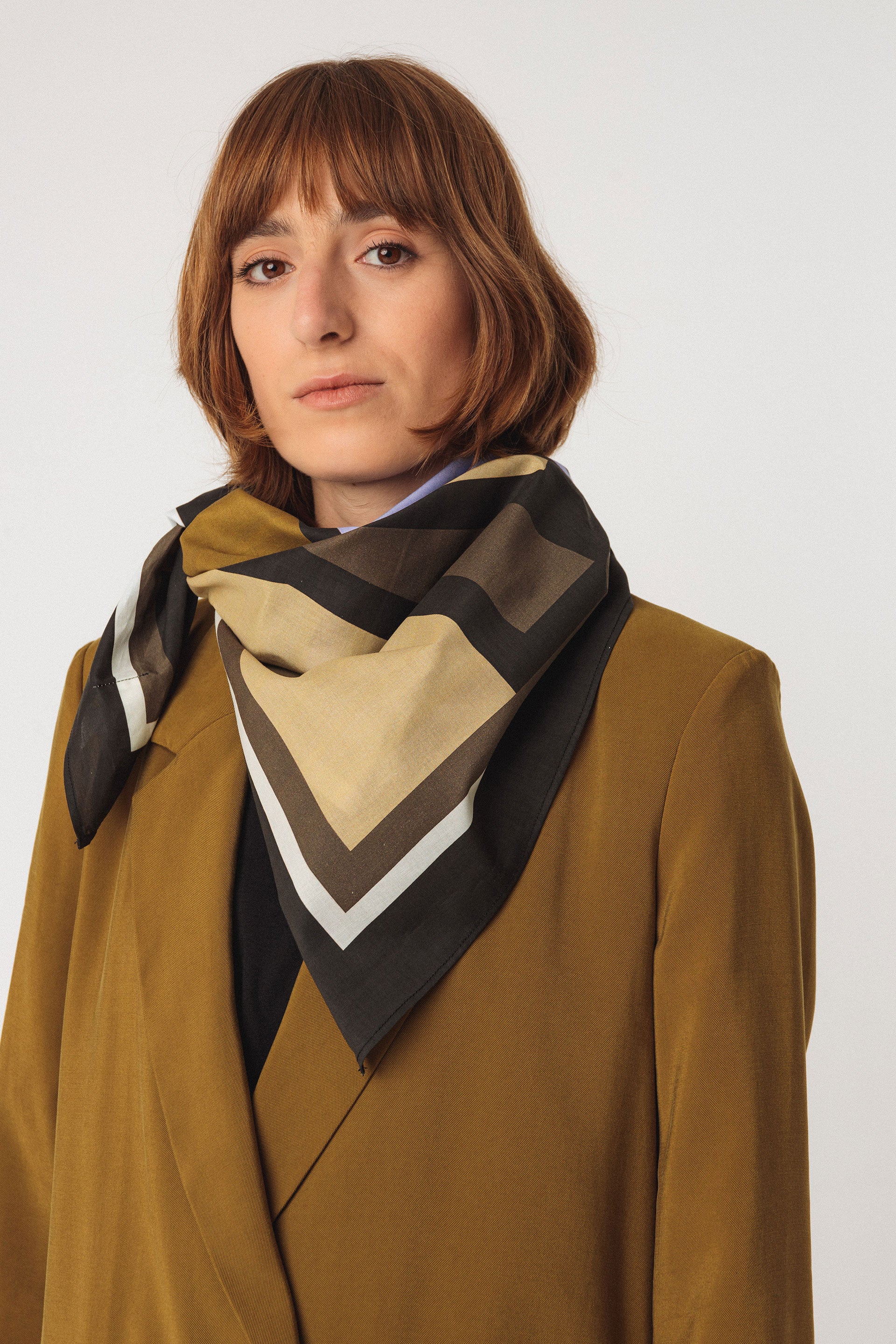 skfk femme foulard baxa coton bio beige vert olive marron l armoire poethique  1 